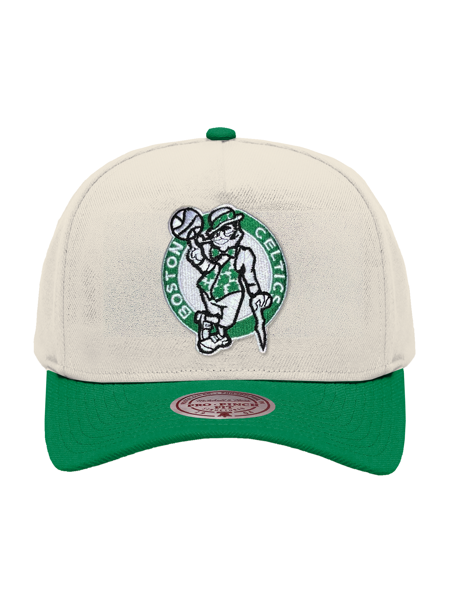 Boston Celtics Mitchell & Ness NBA HWC 2T Pro Pinch Snapback Hat - Cream