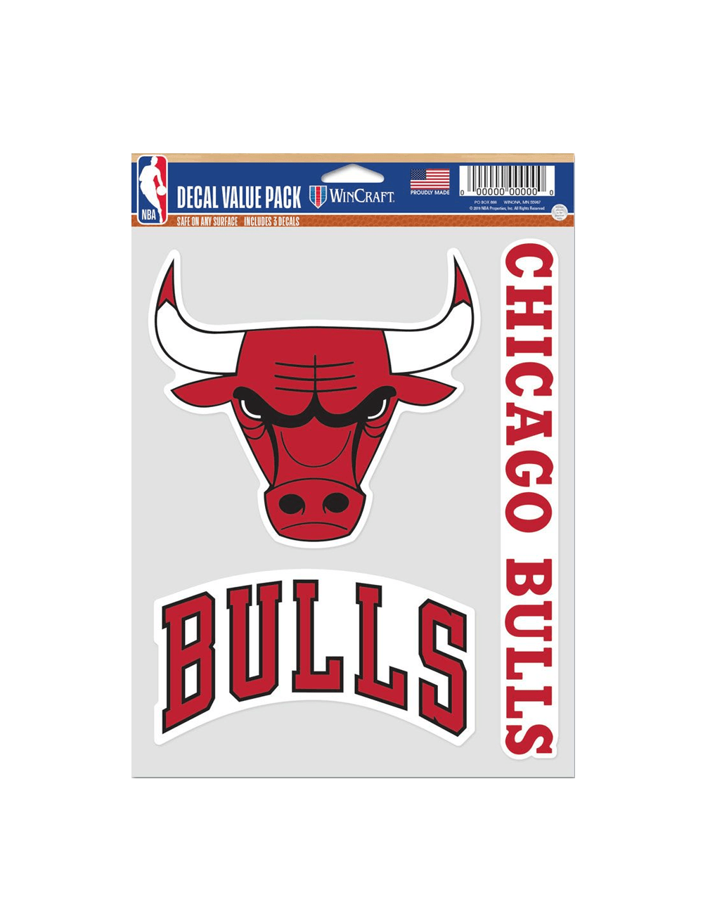 Chicago Bulls Wincraft NBA Multi Use Decal 3 Pack Set