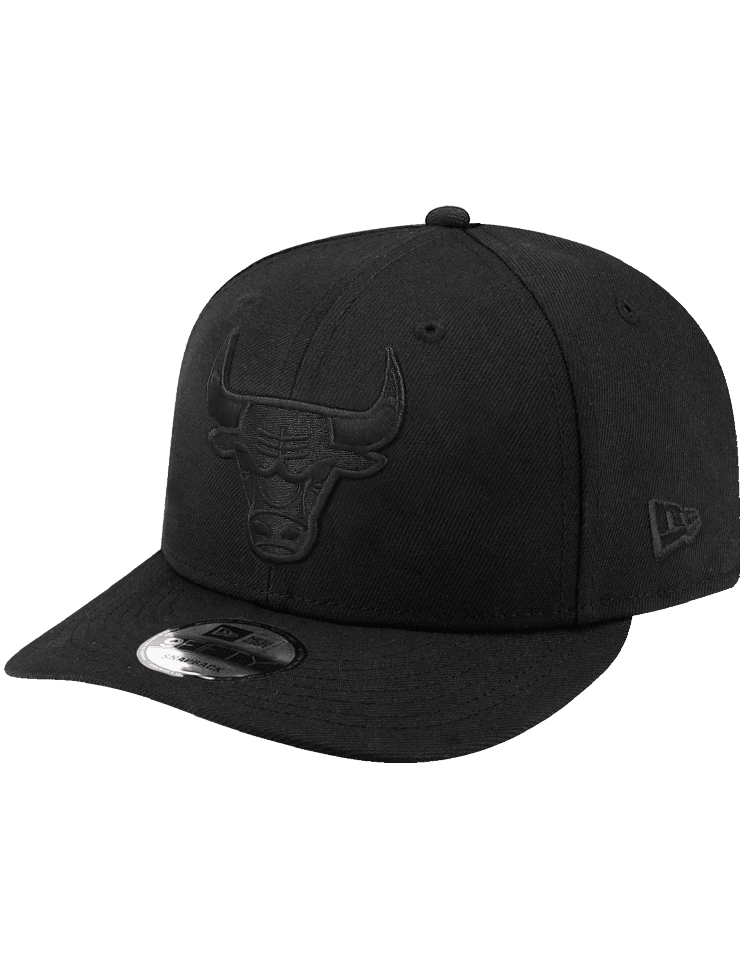 Chicago Bulls New Era NBA Black On Black 9FIFTY Pre-Curved Snapback Hat - Black