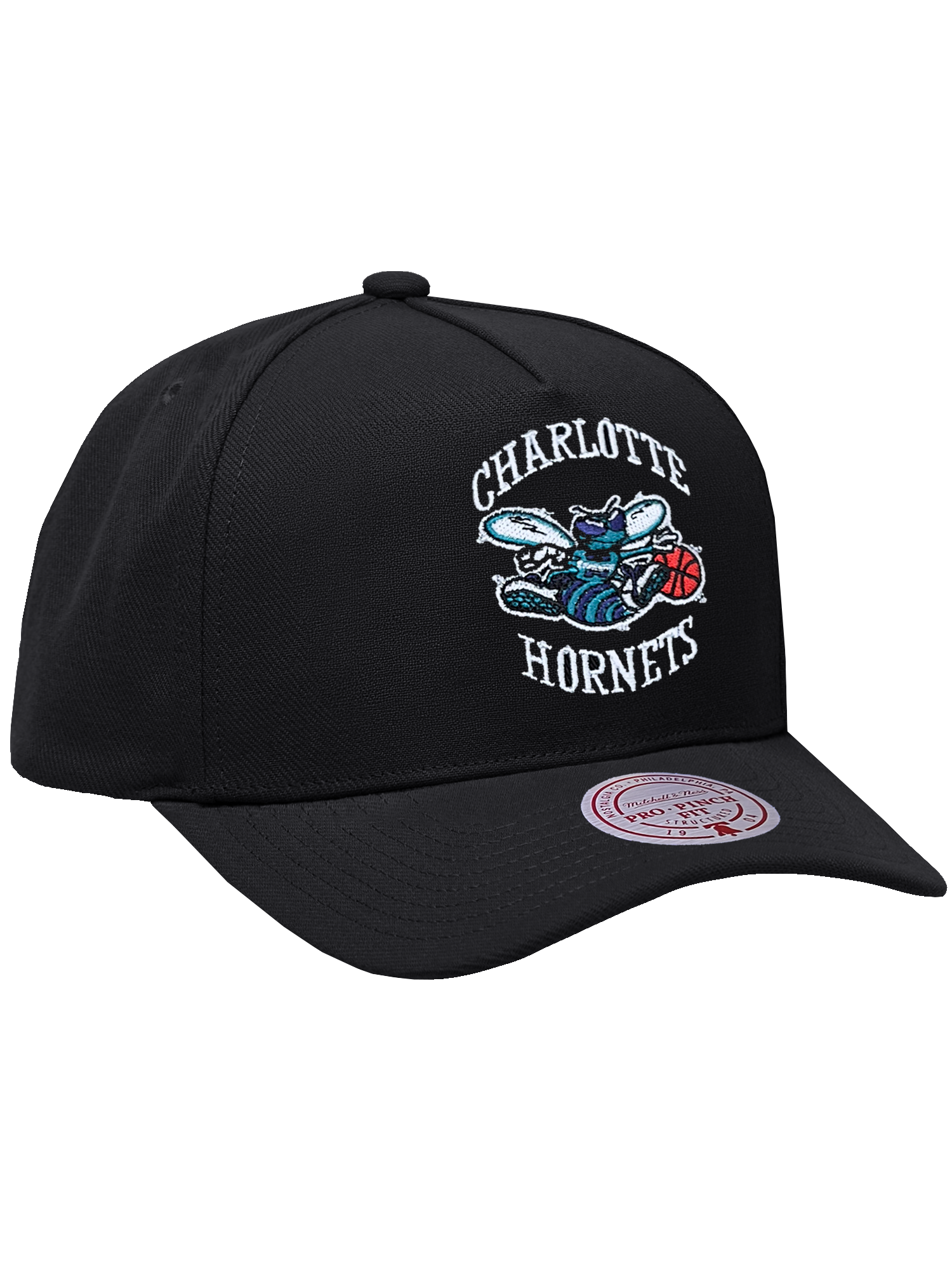 Charlotte Hornets Mitchell & Ness NBA HWC Pro Pinch Snapback Hat - Black