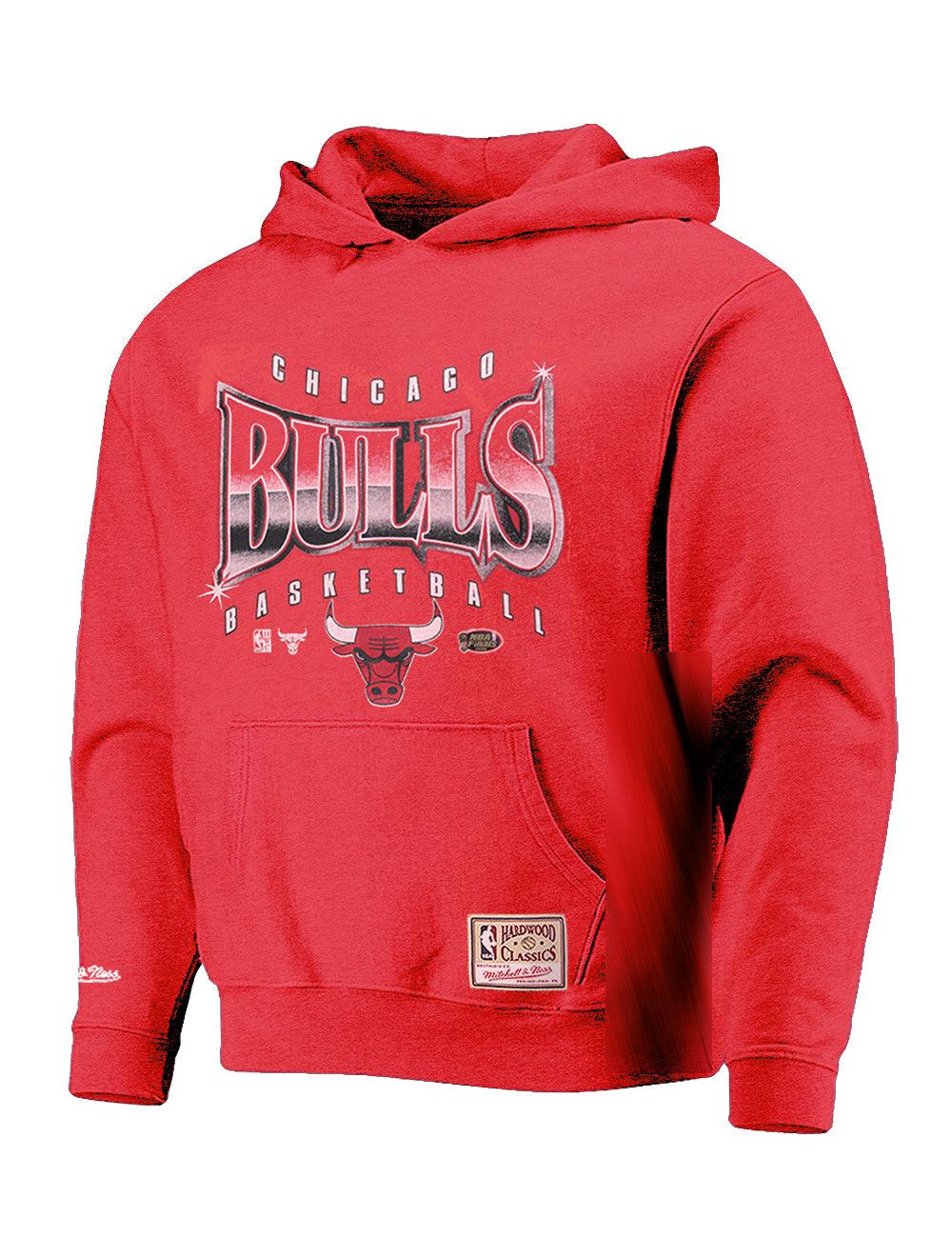 Chicago Bulls Mitchell & Ness NBA Glow Up Vintage Hoodie Jumper - Faded Red