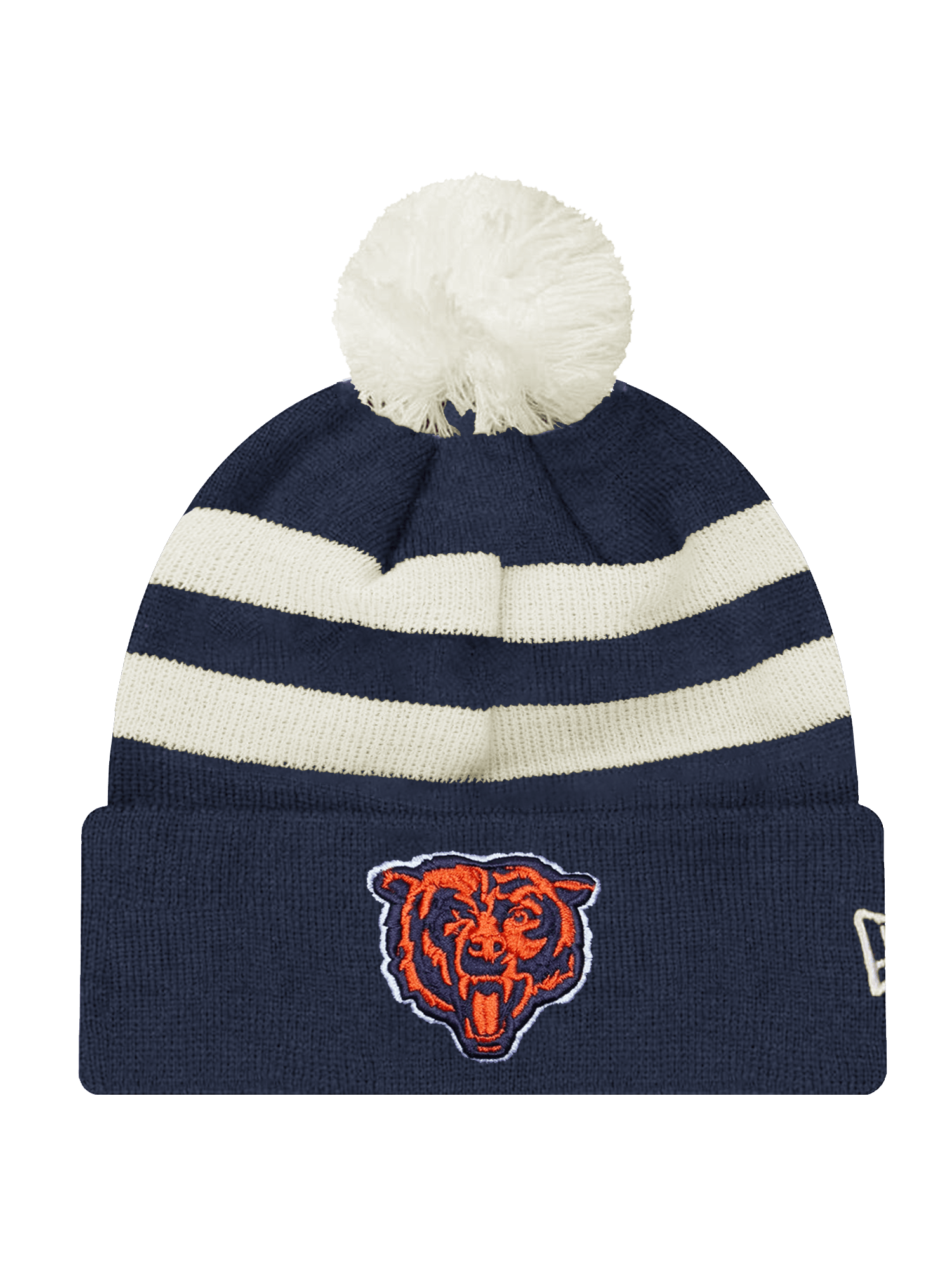 Chicago Bears New Era NFL Ivory Stripe Pom Knit Beanie - Navy