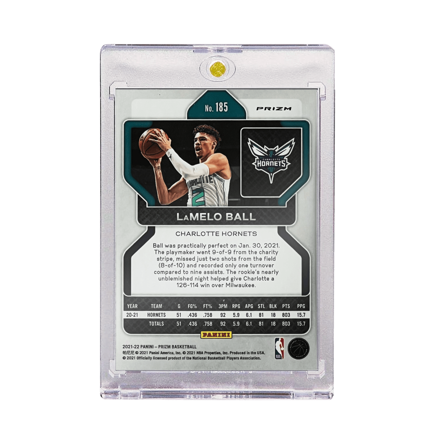 LaMelo Ball Charlotte Hornets Panini NBA 21-22 Prizm Silver Card