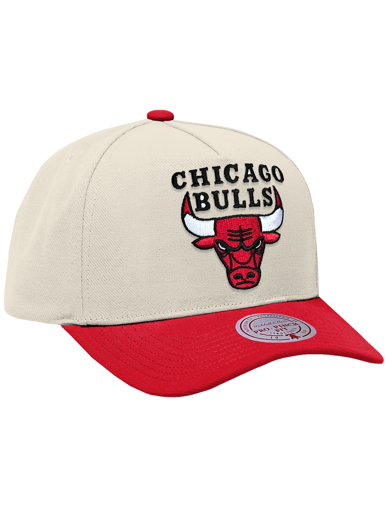 Chicago Bulls Mitchell & Ness NBA HWC 2T Pro Pinch Snapback Hat - Cream