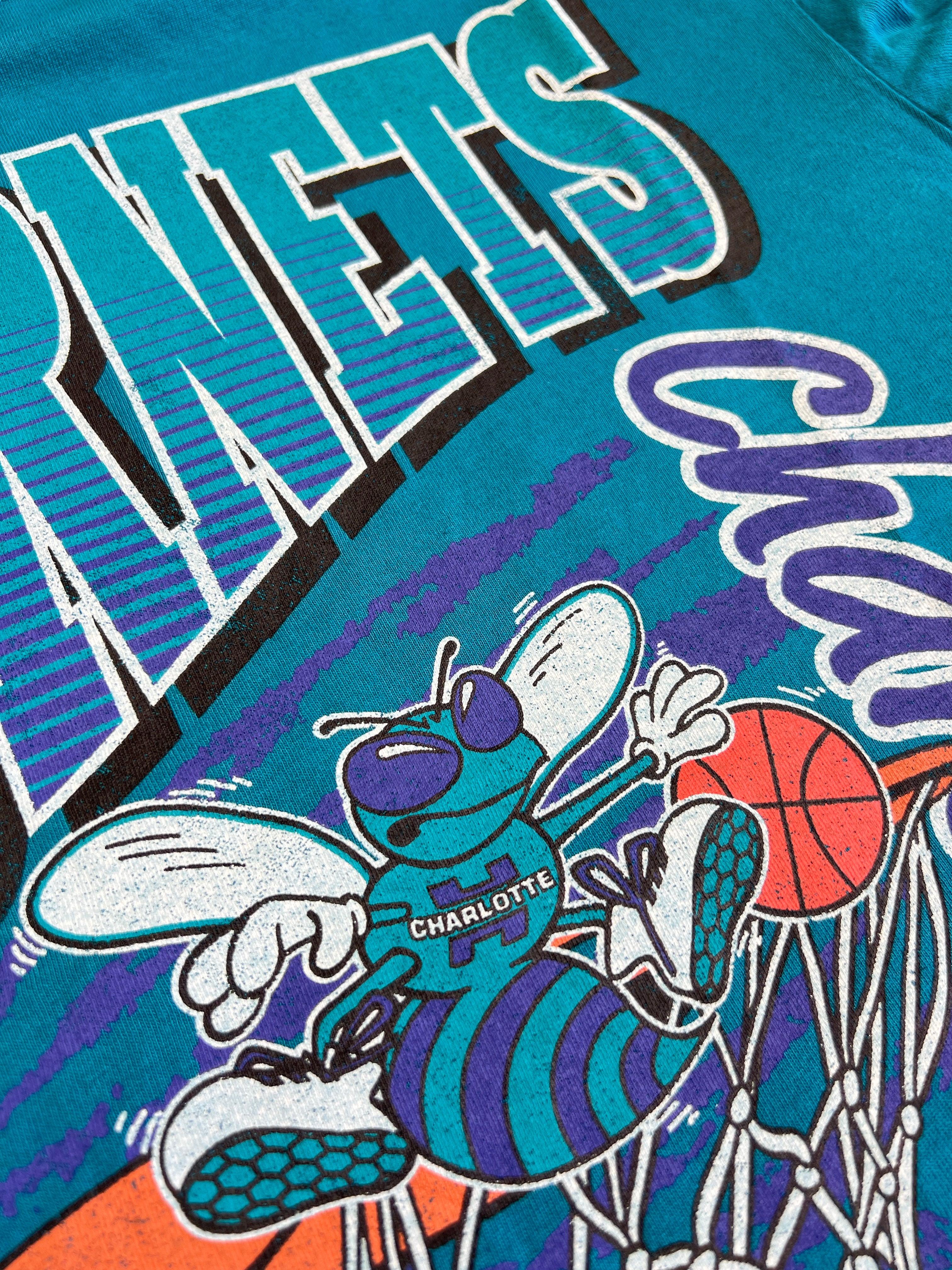 Charlotte Hornets Mitchell & Ness NBA Basketed Vintage T-Shirt - Hornets Teal