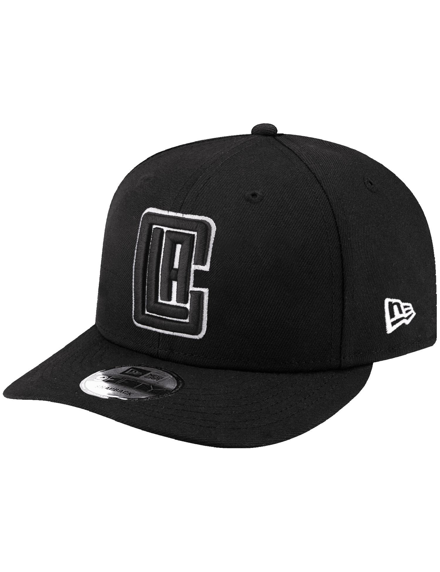 Los Angeles Clippers New Era NBA Black White 9FIFTY Pre-Curved Snapback Hat - Black