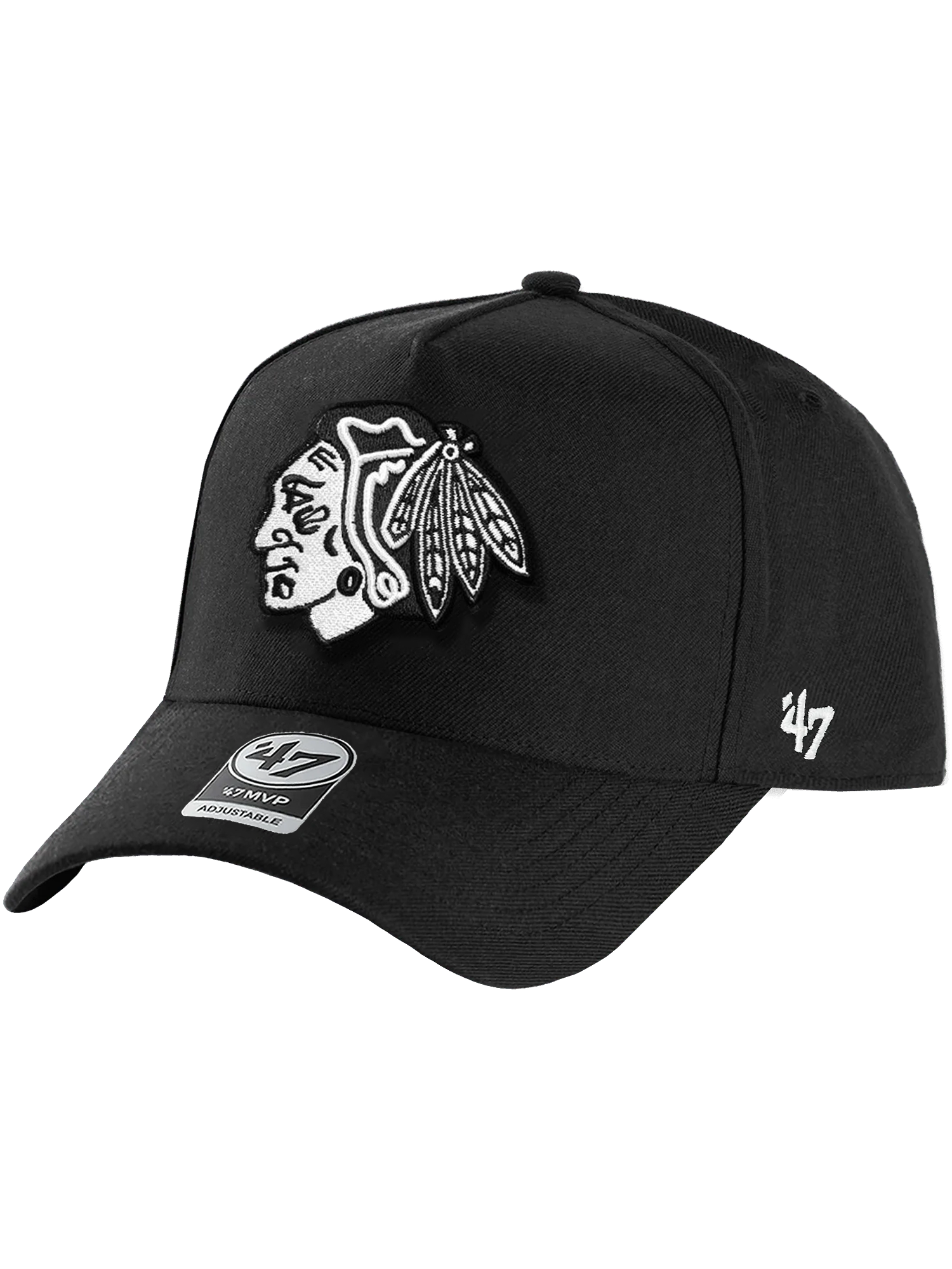 Chicago Blackhawks '47 NHL Black White MVP DT Snapback Hat - Black