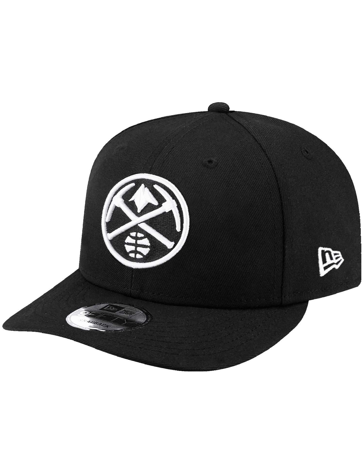 Denver Nuggets New Era NBA Black White 9FIFTY Pre-Curved Snapback Hat - Black