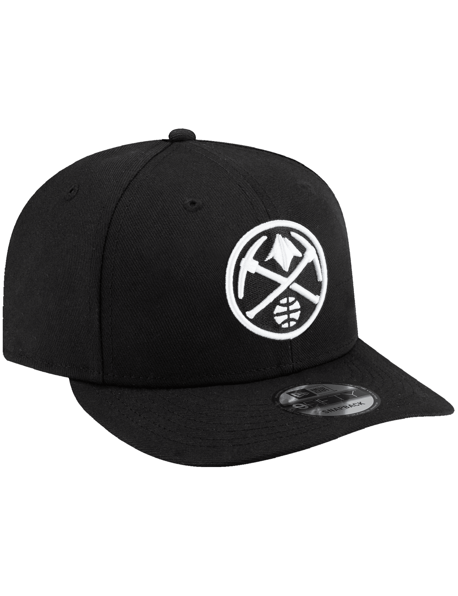 Denver Nuggets New Era NBA Black White 9FIFTY Pre-Curved Snapback Hat - Black