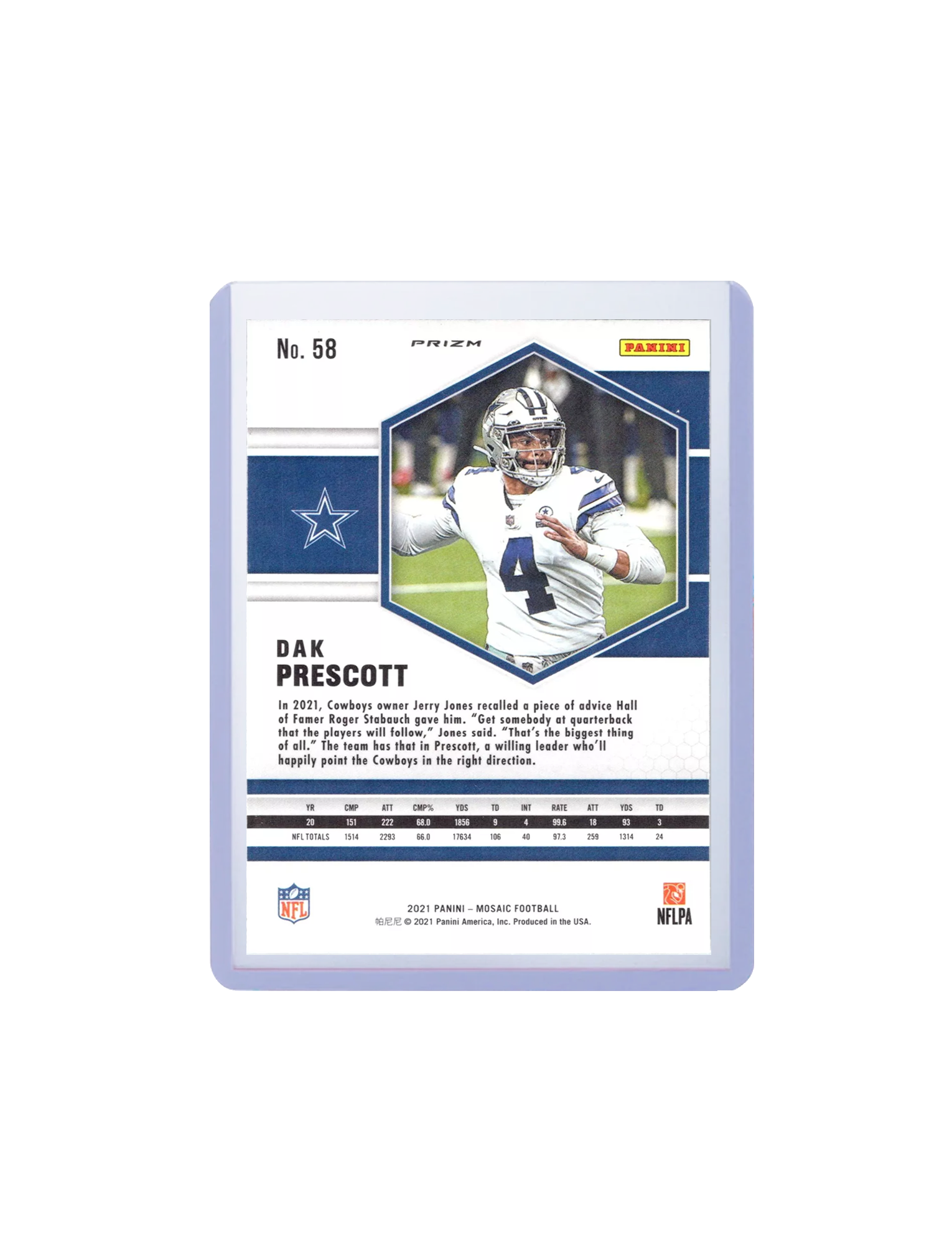 Dak Prescott Dallas Cowboys Panini NFL Mosaic 21 Pink Camo Card