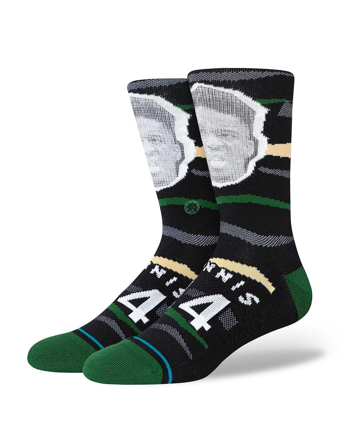 Giannis Antetokounmpo Milwaukee Bucks Stance NBA Faxed Crew Socks - Black