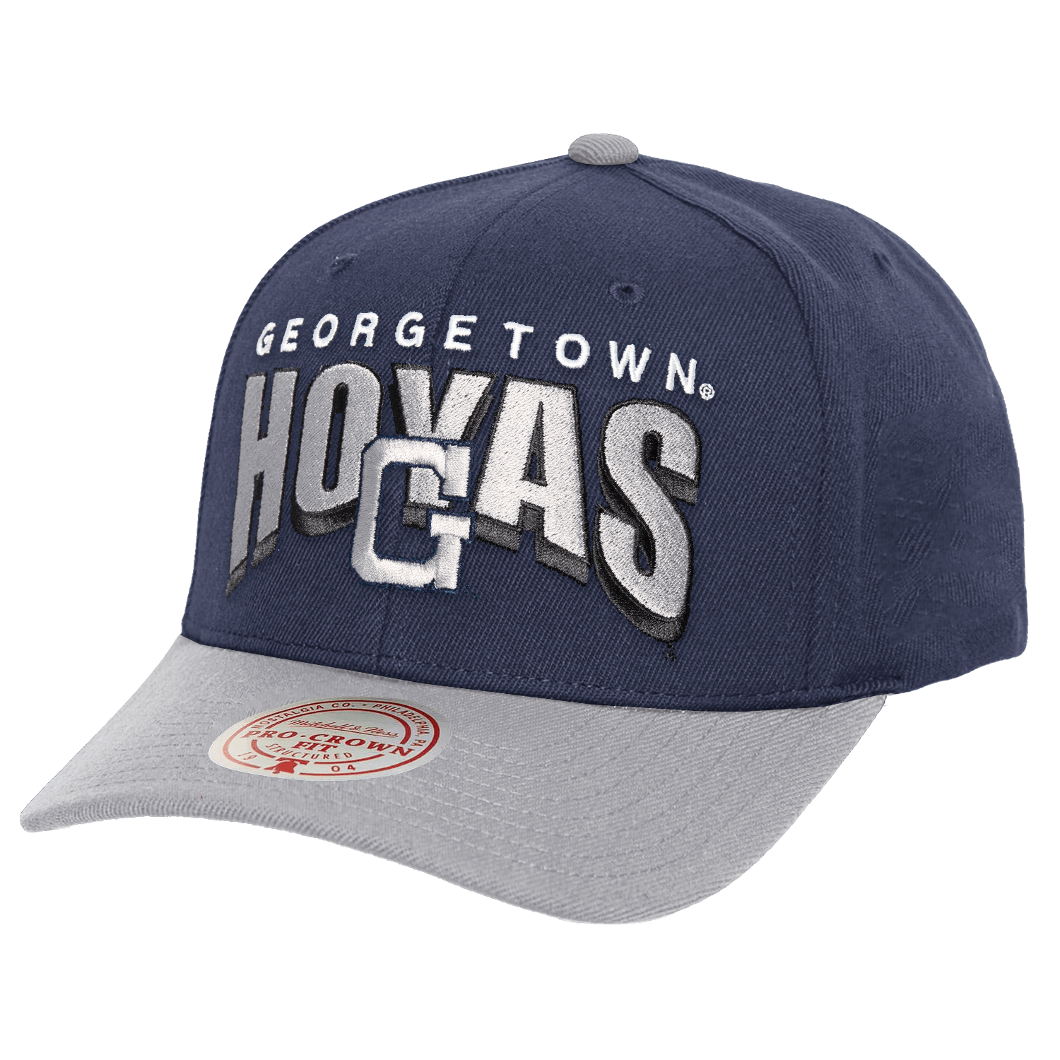 Georgetown Hoyas Mitchell & Ness NCAA Boom Text Snapback Hat - Navy