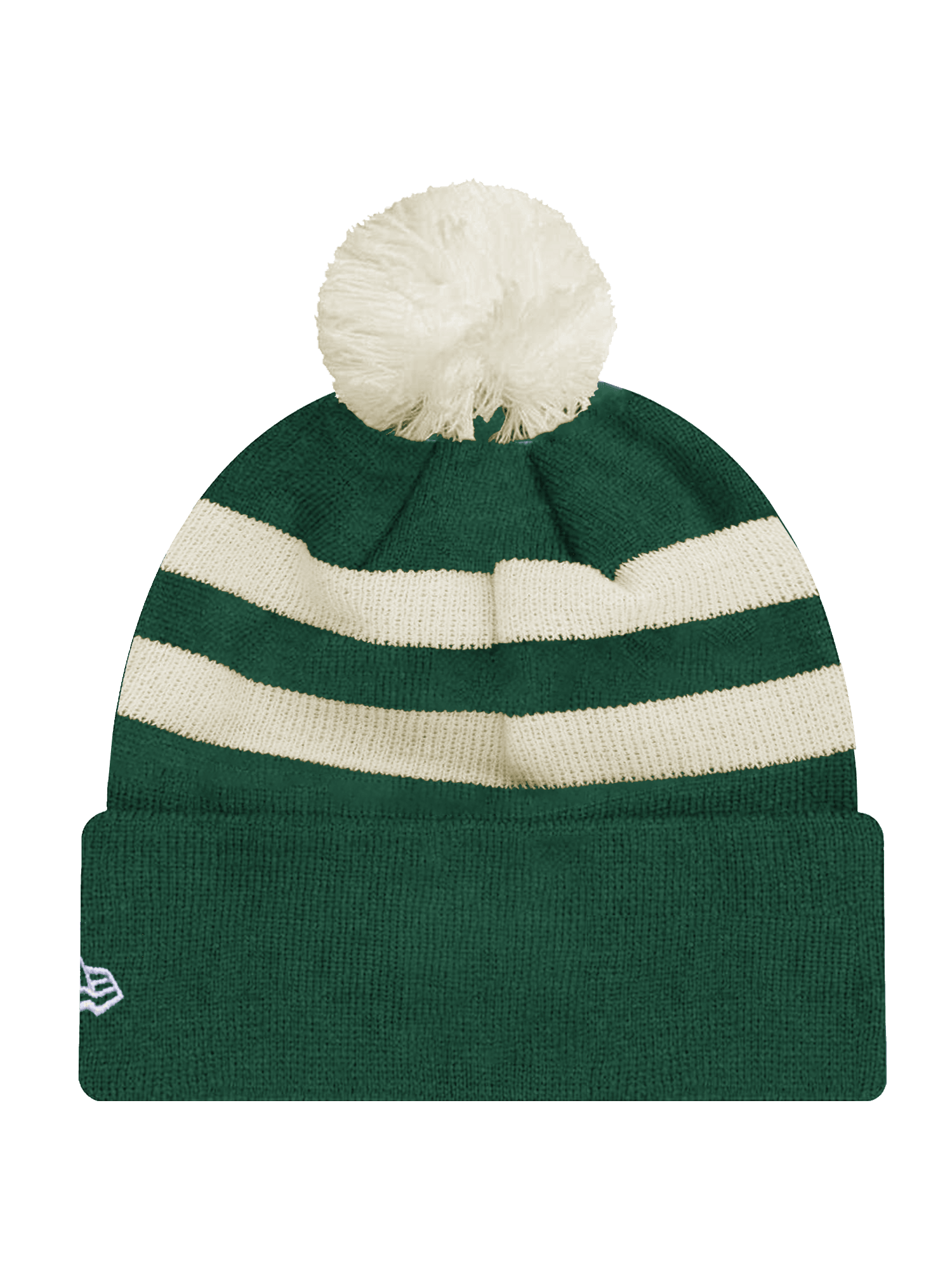 Green Bay Packers New Era NFL Ivory Stripe Pom Knit Beanie - Green