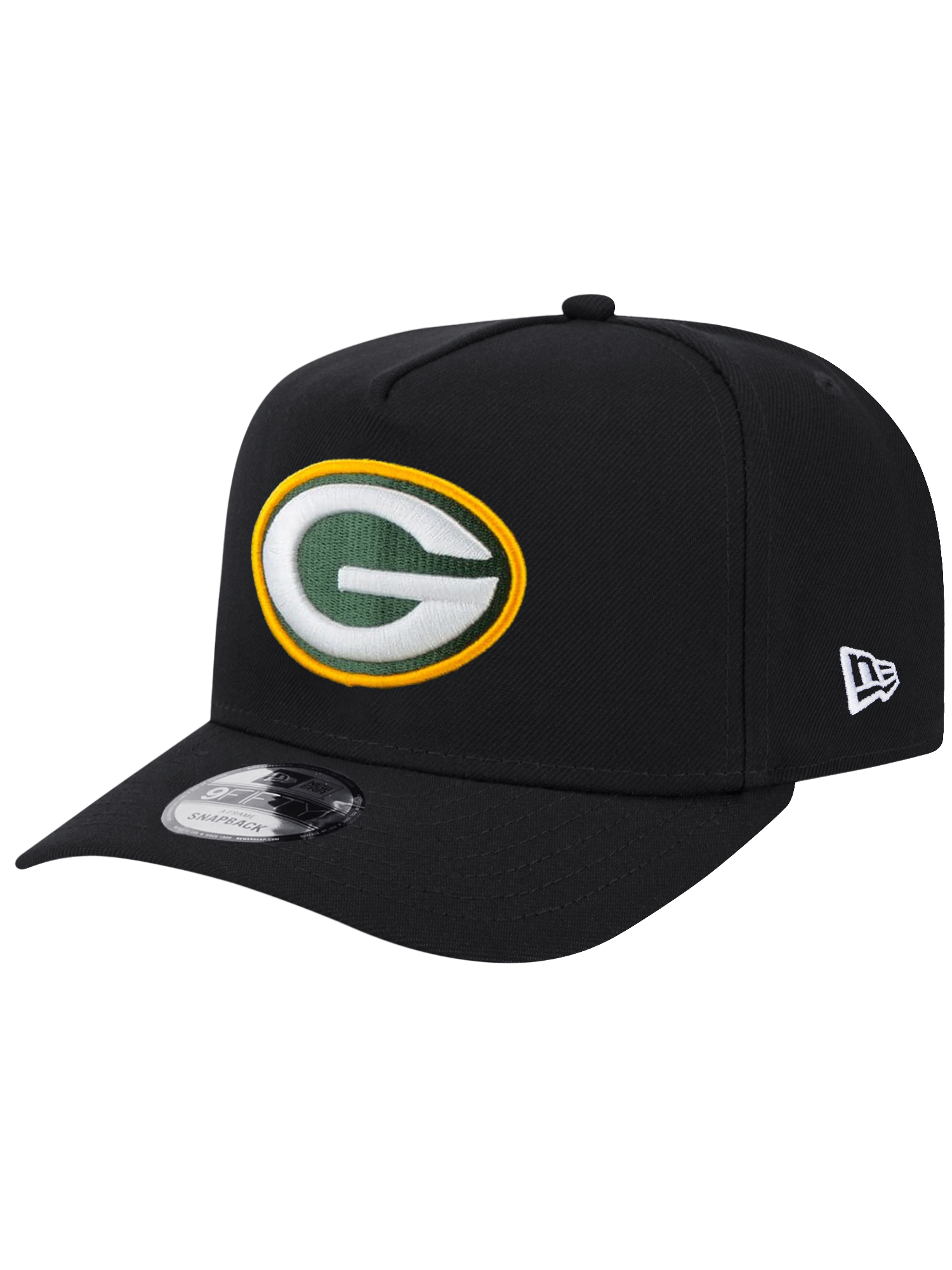 Green Bay Packers New Era NFL Team 9FIFTY A-Frame Pre-Curved Snapback Hat - Black