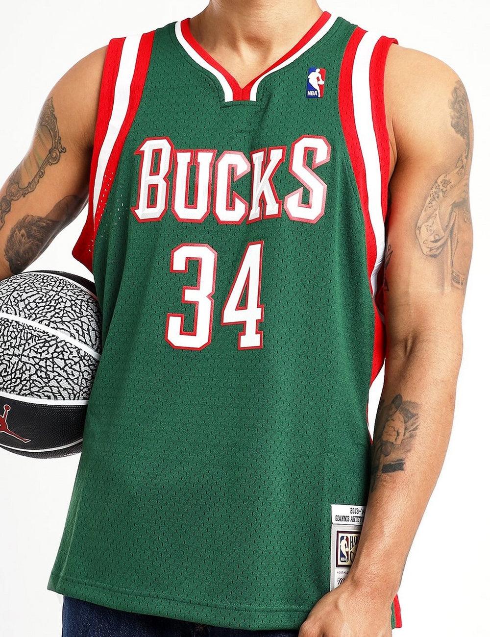 Giannis Antetokounmpo Milwaukee Bucks Mitchell & Ness NBA 13-14 Swingman Jersey - Green