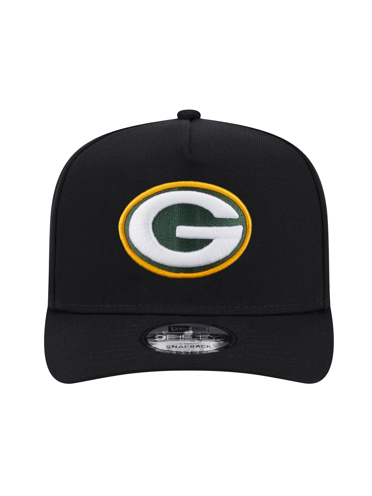 Green Bay Packers New Era NFL Team 9FIFTY A-Frame Pre-Curved Snapback Hat - Black