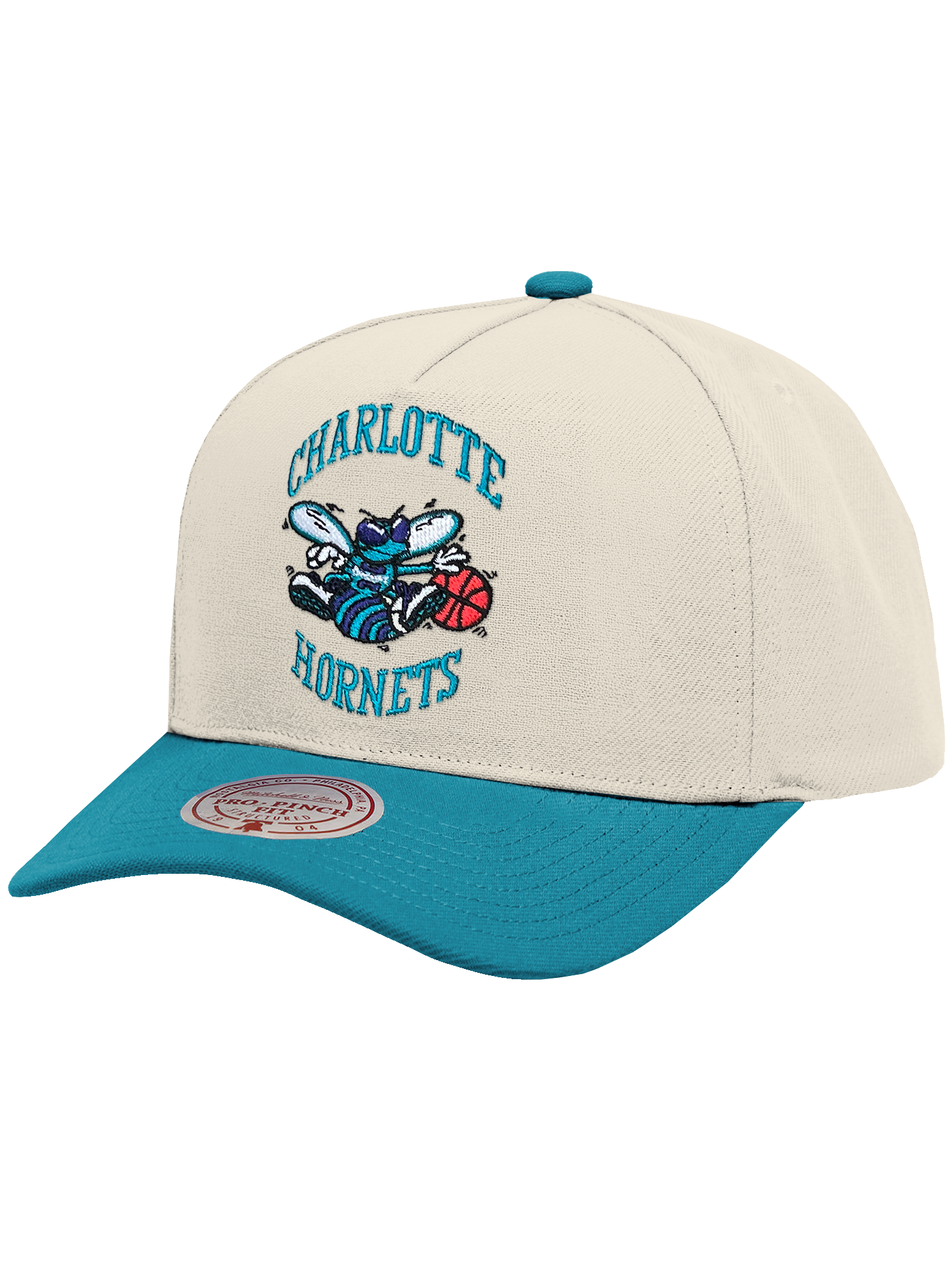 Charlotte Hornets Mitchell & Ness NBA HWC 2T Pro Pinch Snapback Hat - Cream