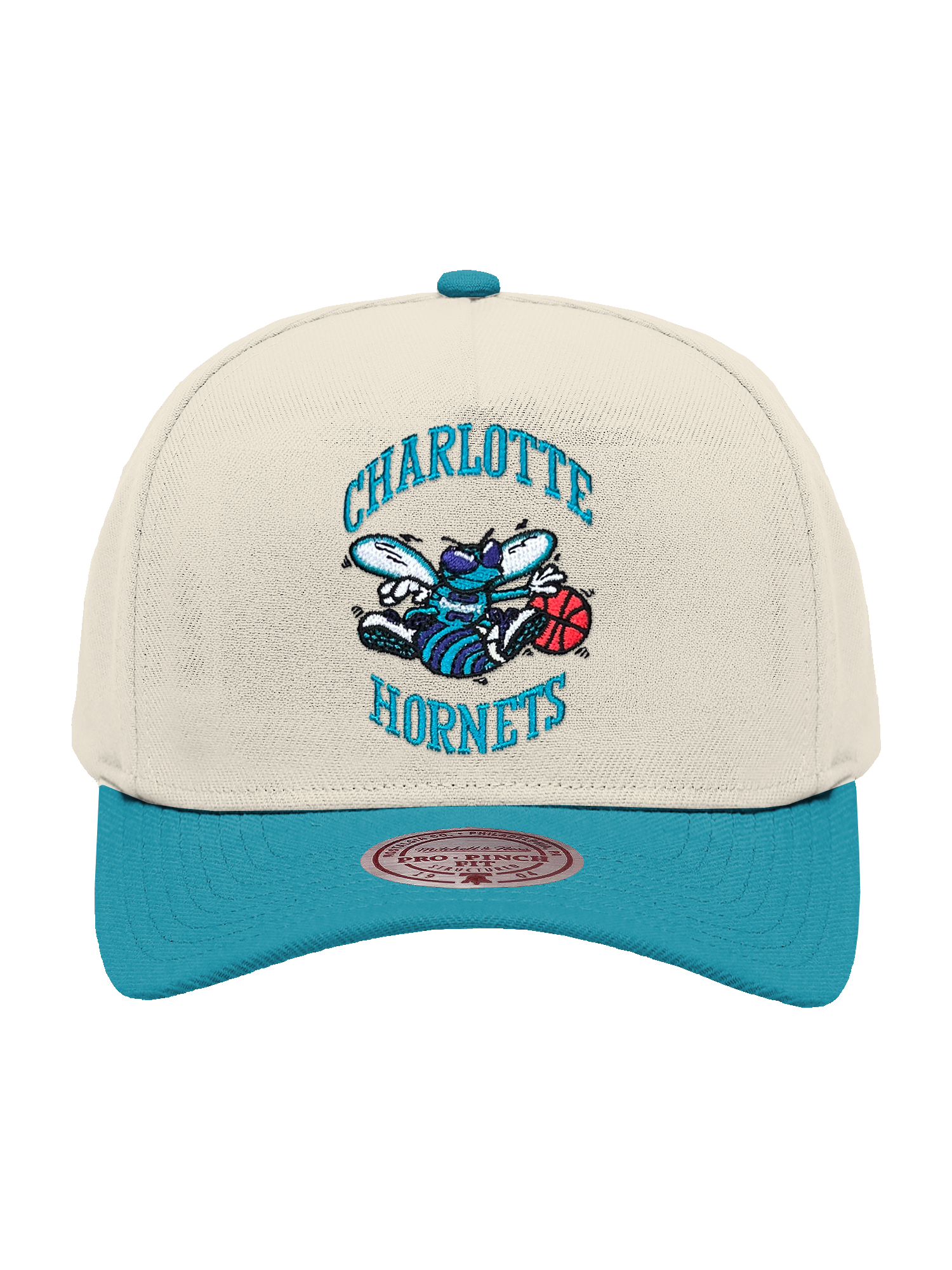 Charlotte Hornets Mitchell & Ness NBA HWC 2T Pro Pinch Snapback Hat - Cream