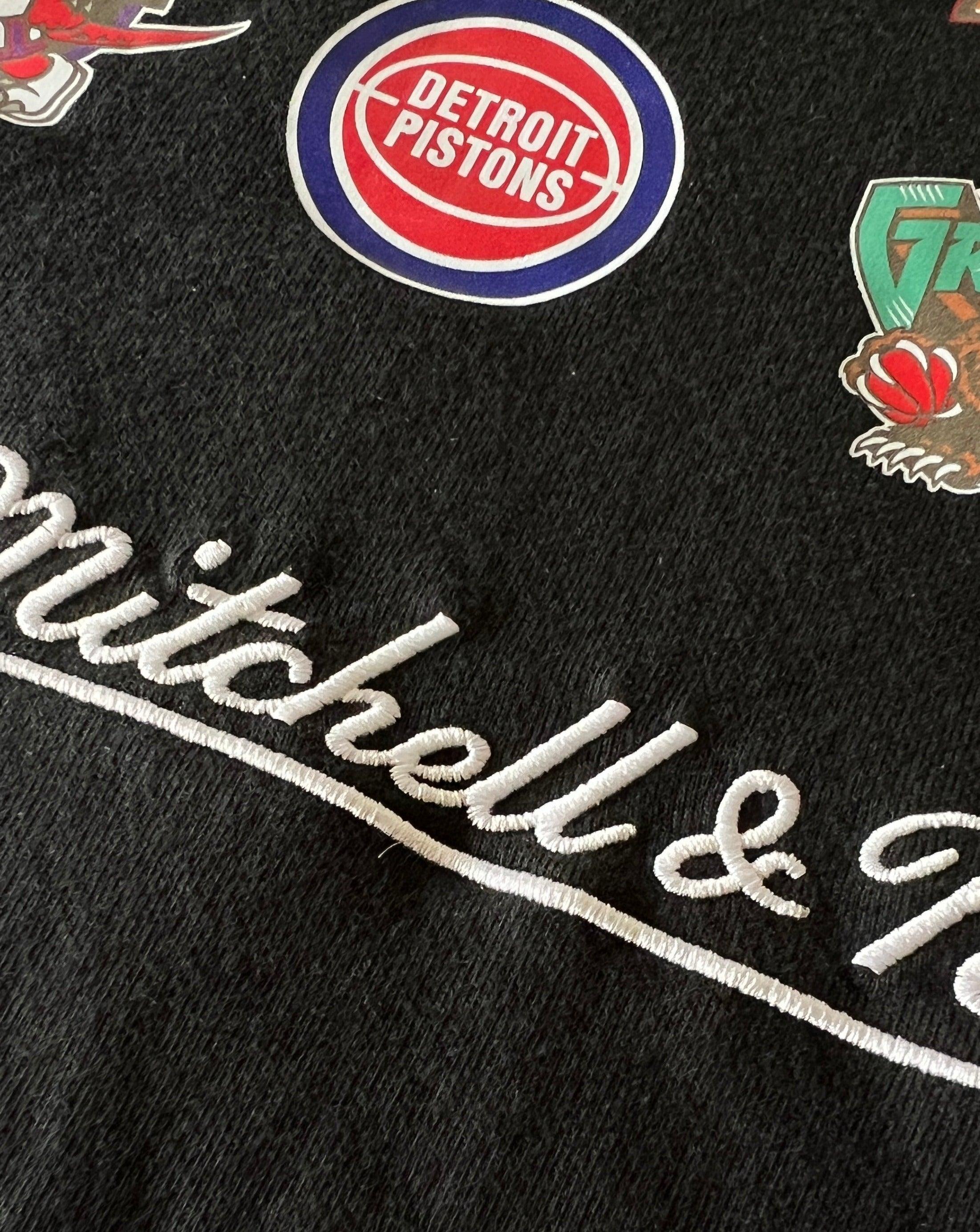 NBA HWC Mitchell & Ness Multi Logo Vintage T-Shirt - Faded Black