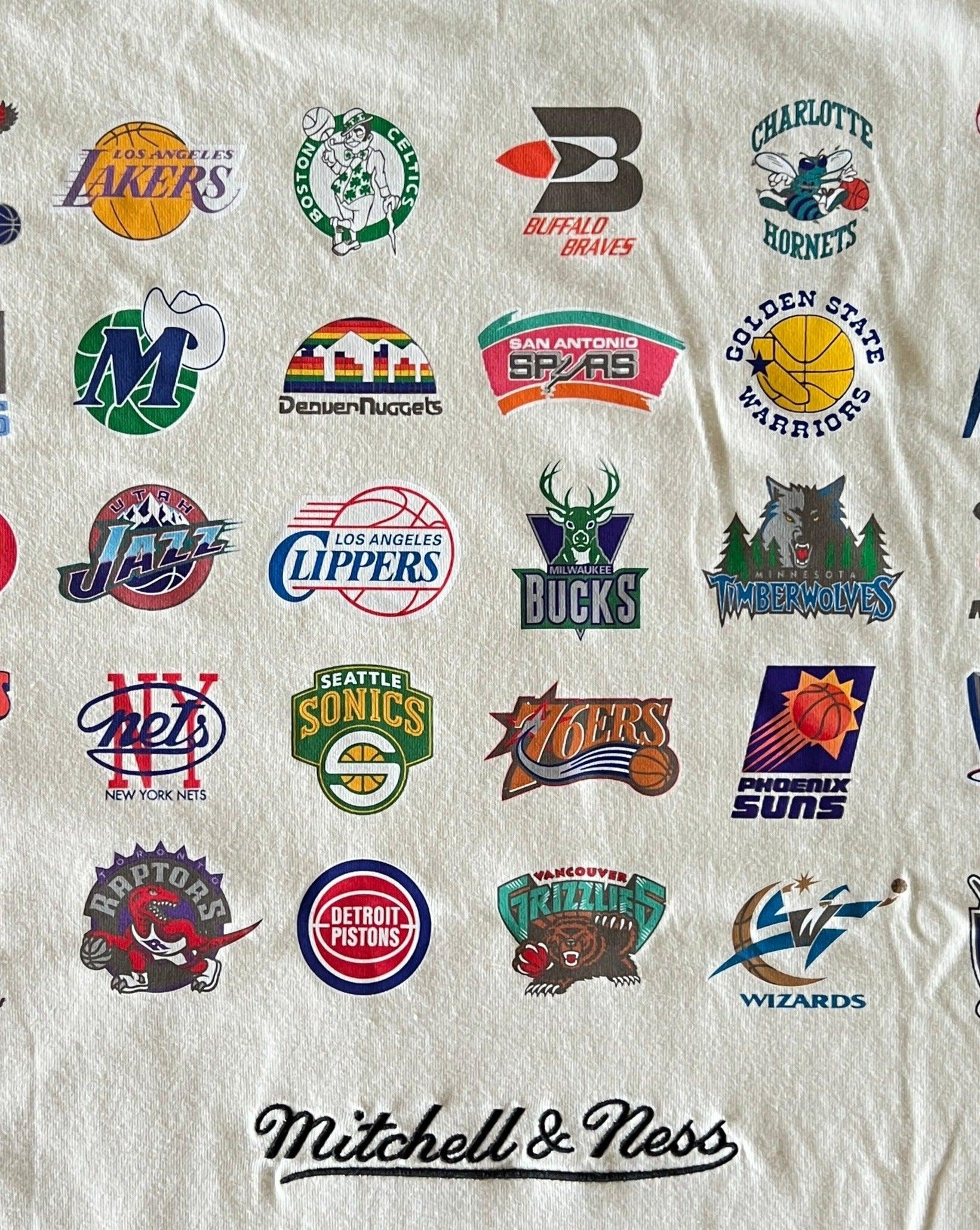 NBA HWC Mitchell & Ness Multi Logo Vintage T-Shirt - Off White