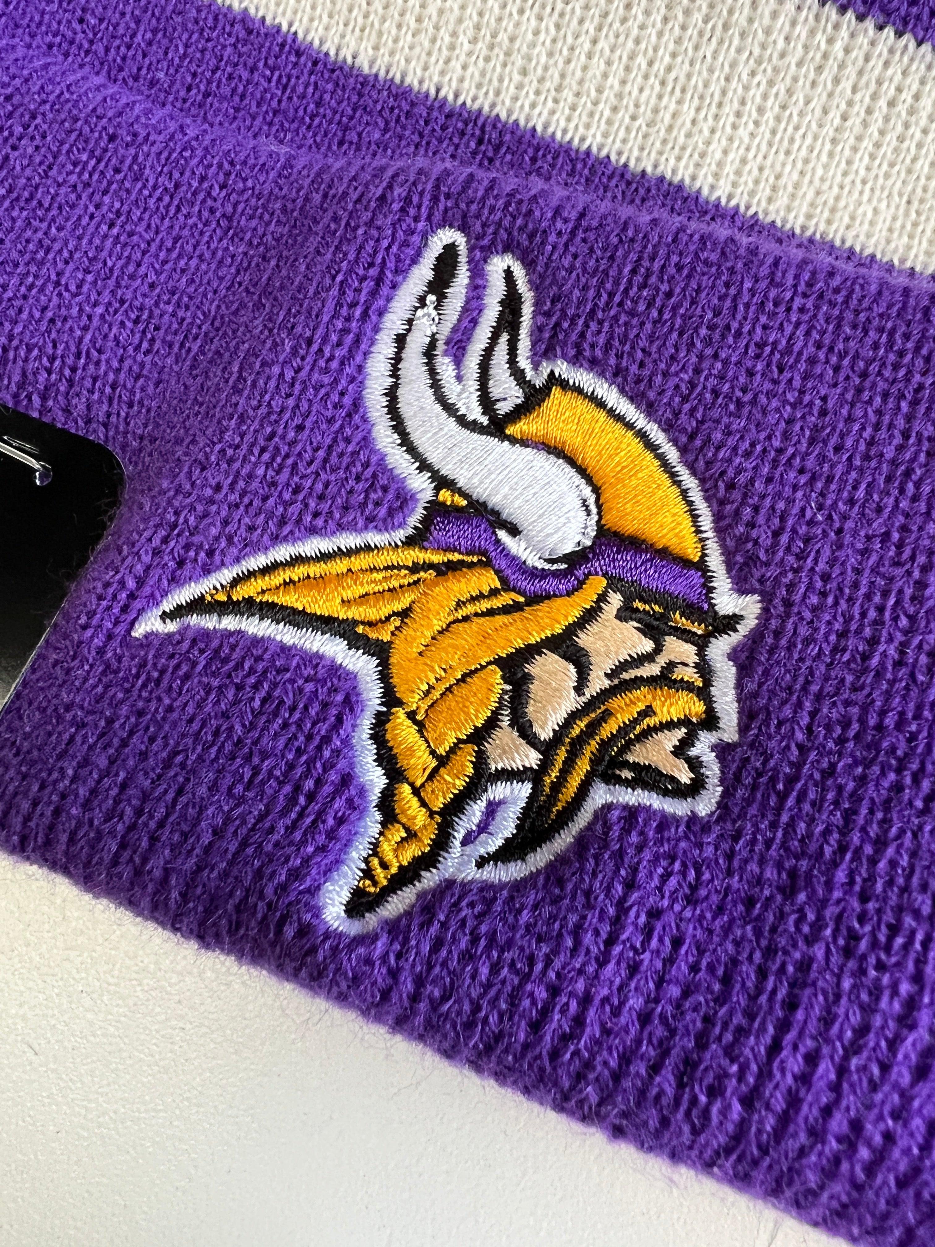 Minnesota Vikings New Era NFL Ivory Stripe Knit Beanie - Purple