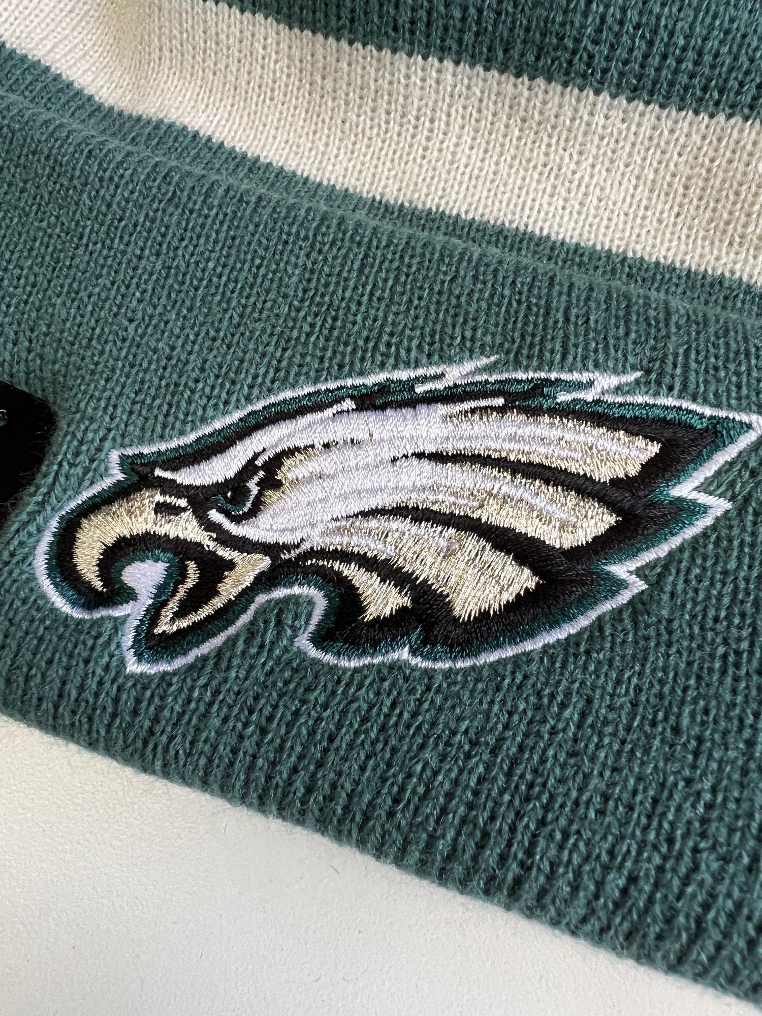 Philadelphia Eagles New Era NFL Ivory Stripe Pom Knit Beanie - Gren