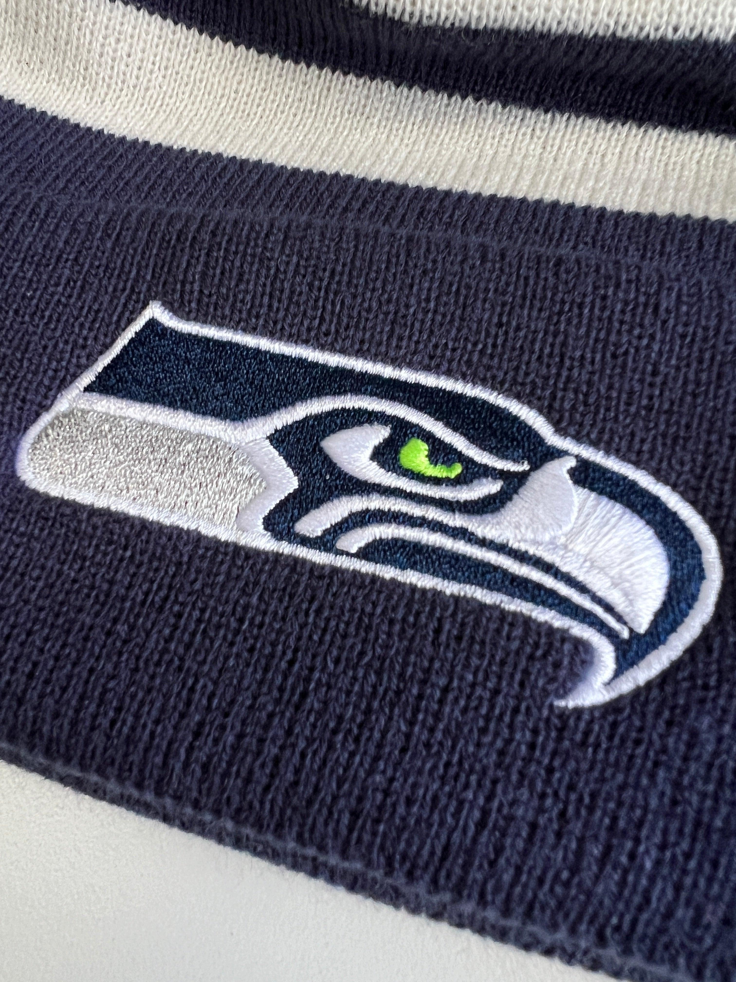 Seattle Seahawks New Era NFL Ivory Stripe Knit Beanie - Navy