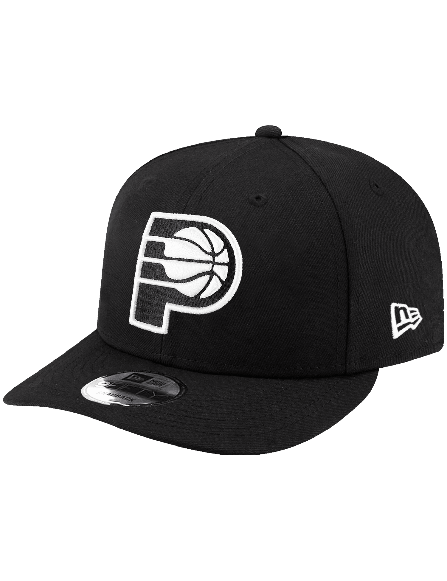 Indiana Pacers New Era NBA Black White 9FIFTY Pre-Curved Snapback Hat - Black