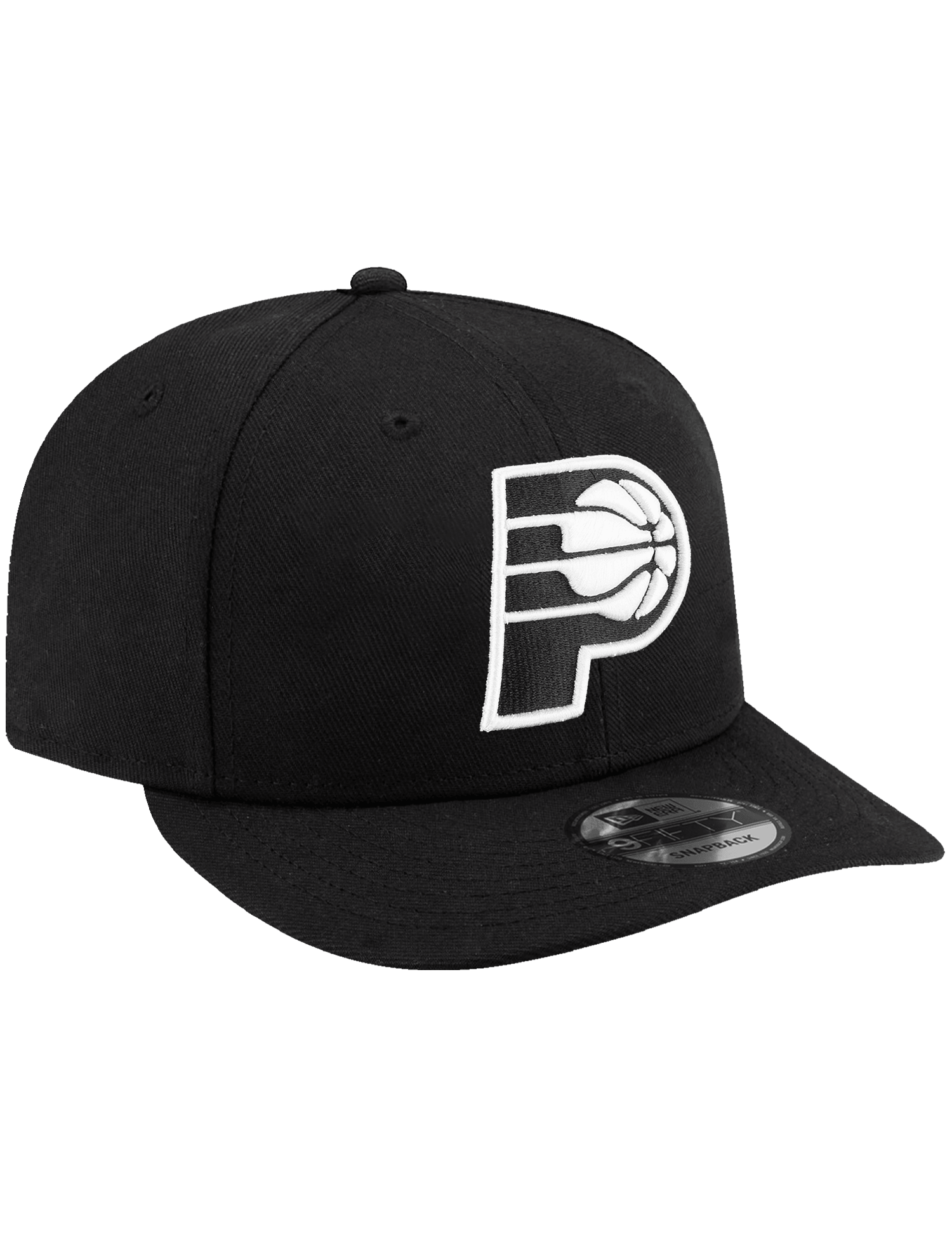 Indiana Pacers New Era NBA Black White 9FIFTY Pre-Curved Snapback Hat - Black