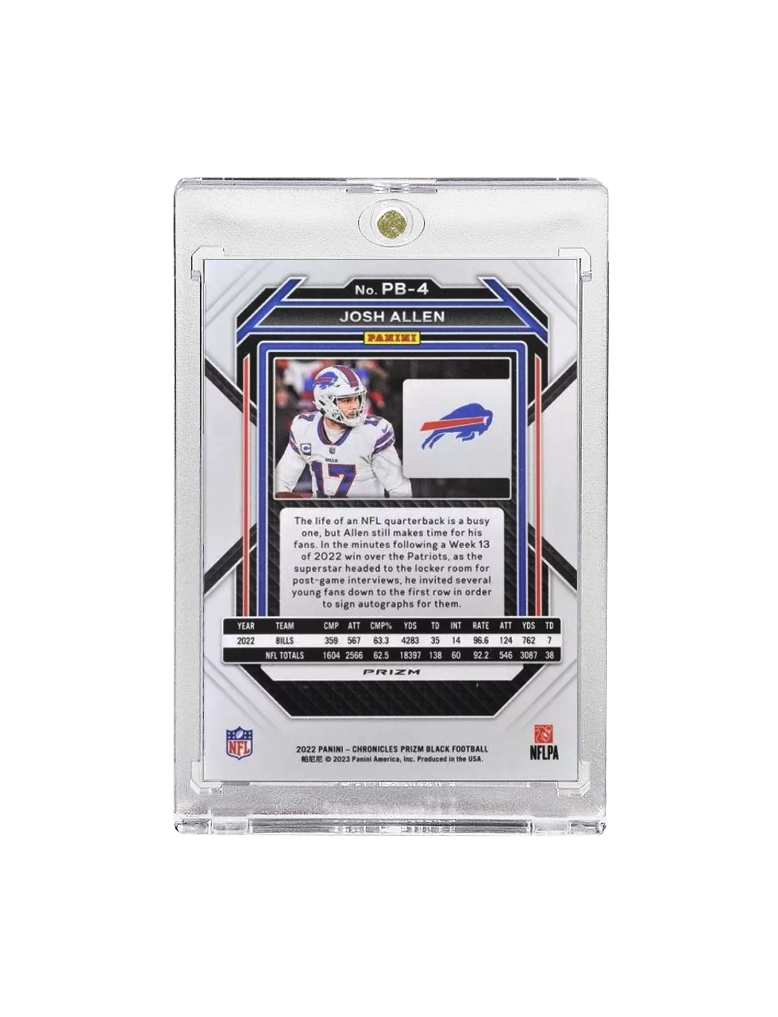 Josh Allen Buffalo Bills Panini NFL Prizm Black PB-4 Card