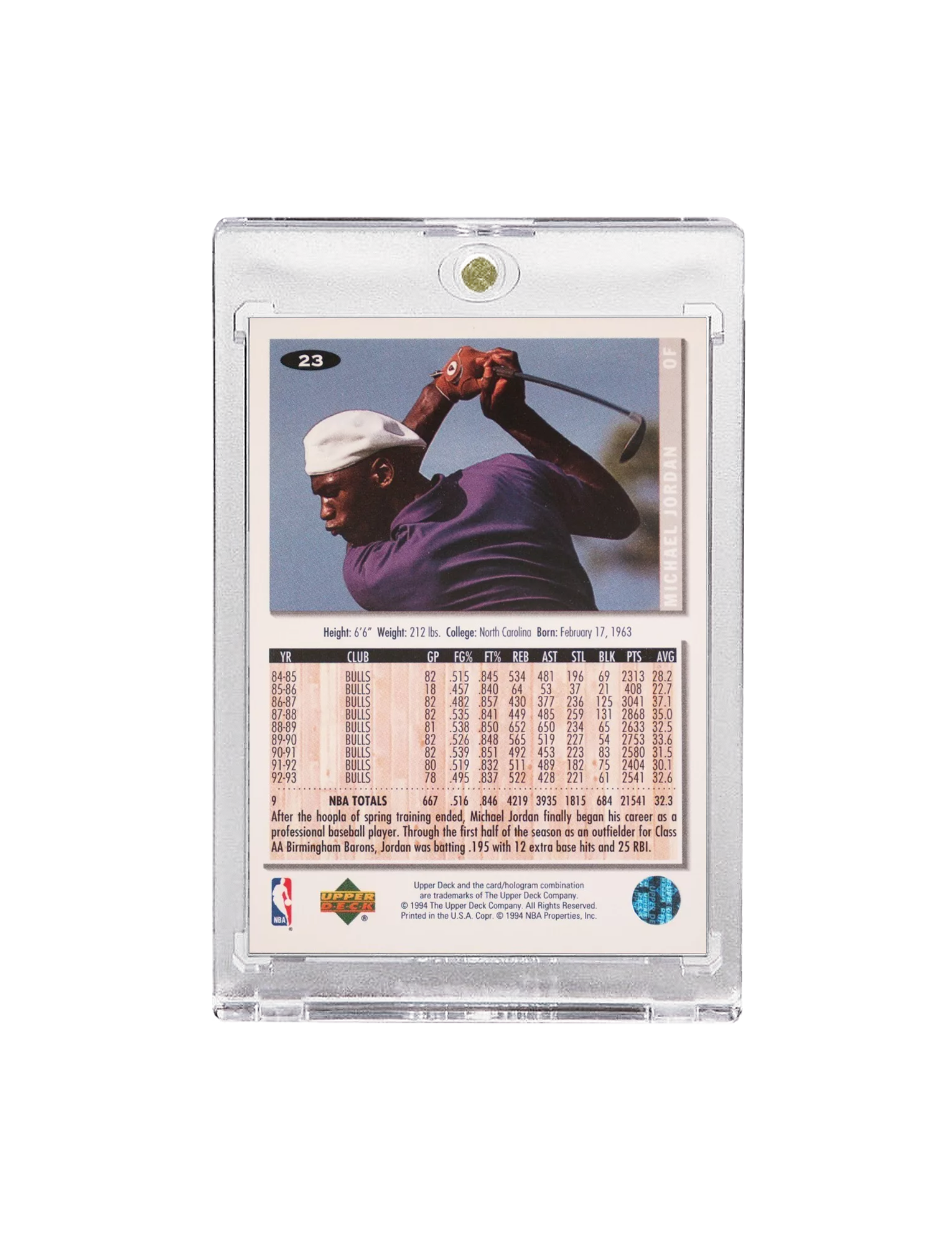 Michael Jordan Chicago White Sox Upper Deck MLB 94-95 Silver Signature Card