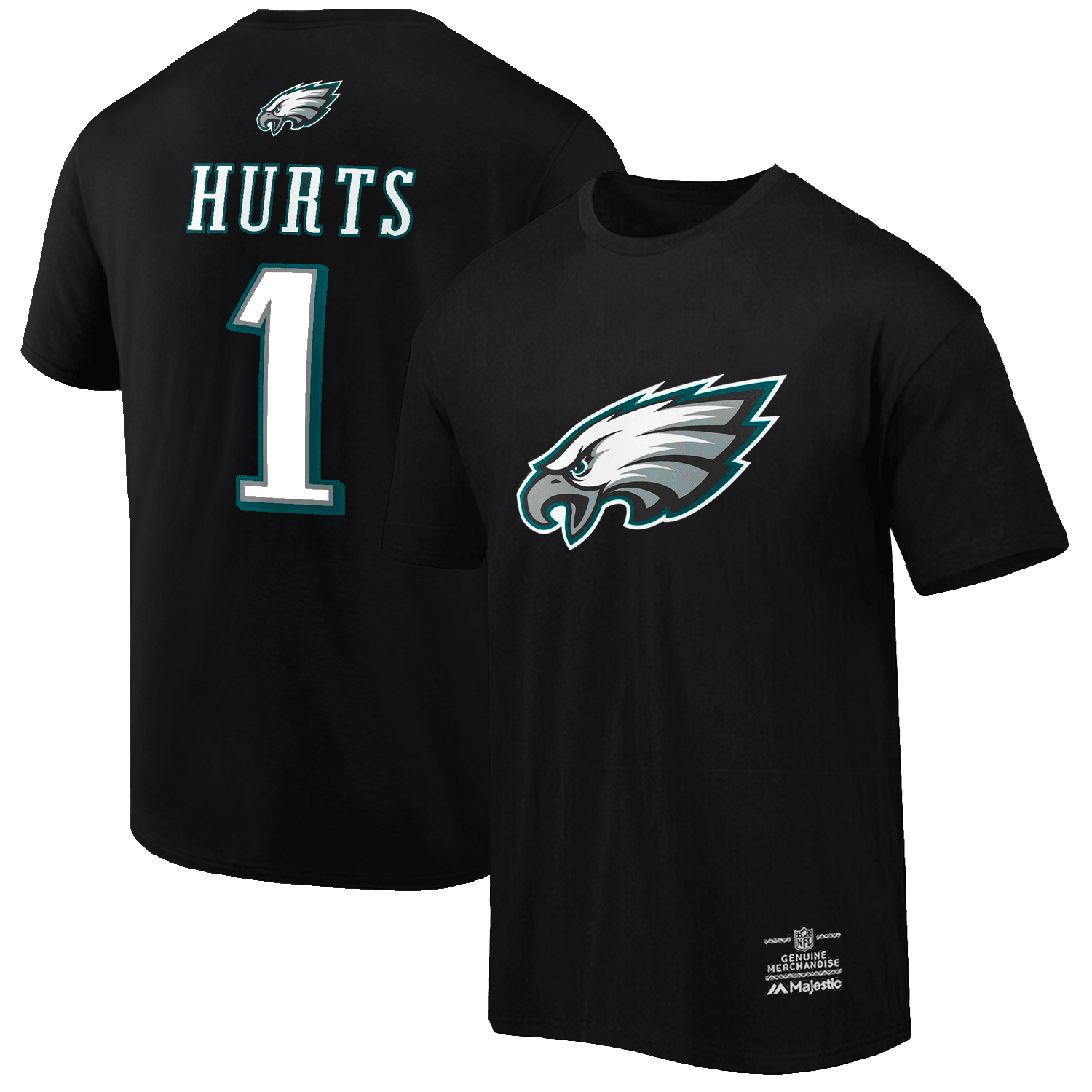 Jalen Hurts Philadelphia Eagles NFL Name & Number T-Shirt - Black