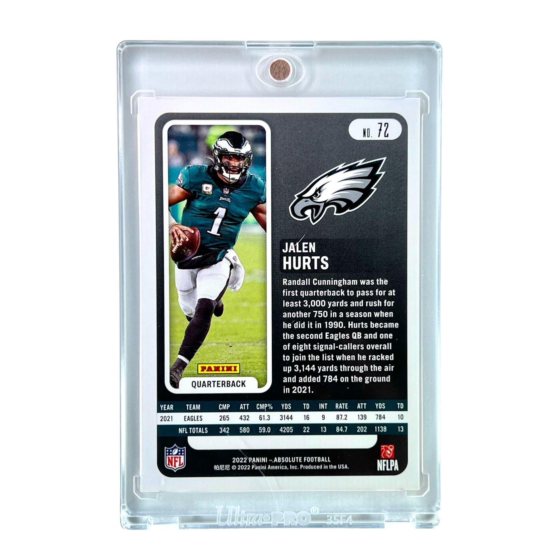 Jalen Hurts Philadelphia Eagles Panini NFL 22 Absolute Gold Stars /25 Card