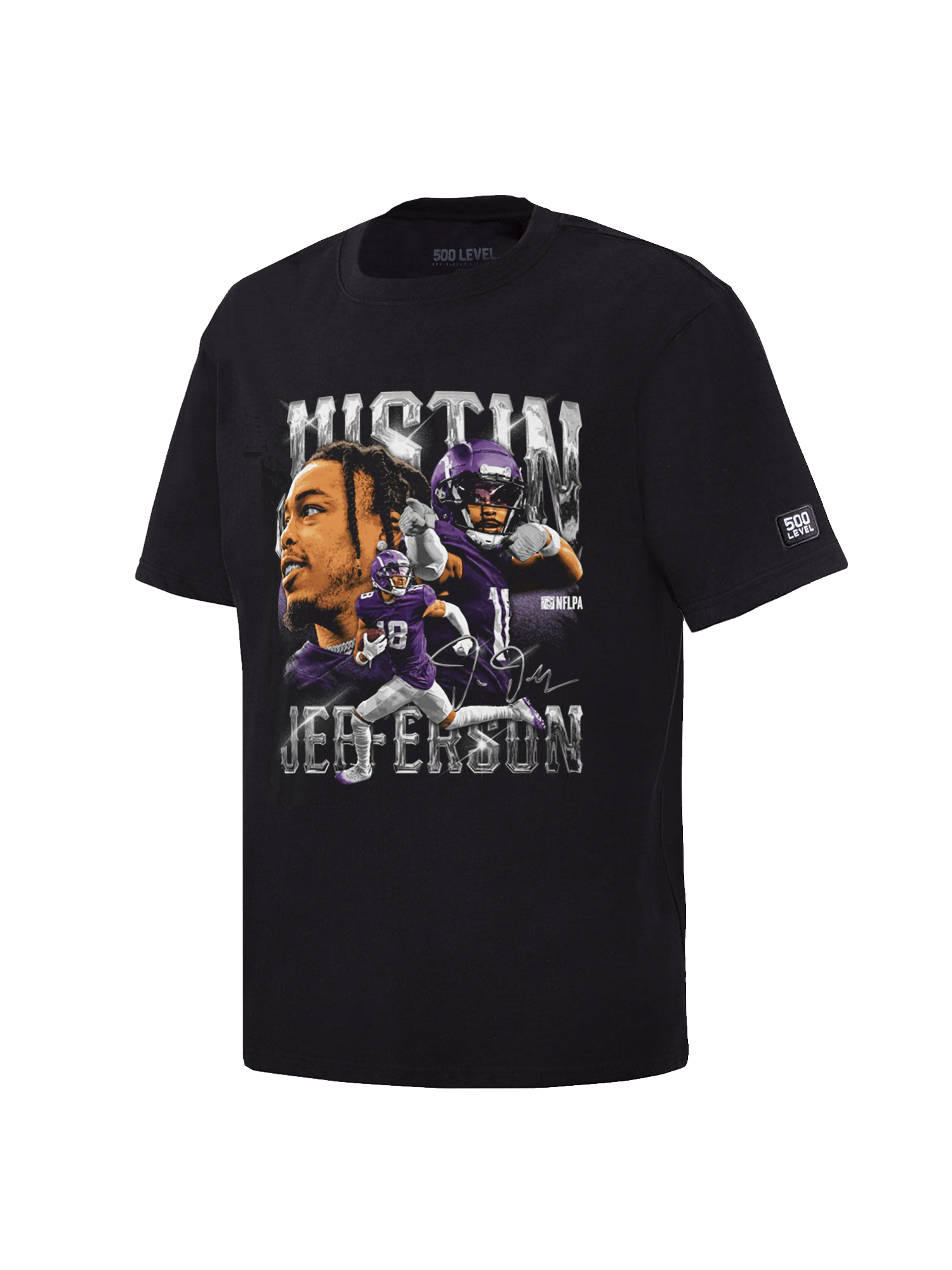 Justin Jefferson Minnesota Vikings 500 Level NFL Homage T-Shirt - Black