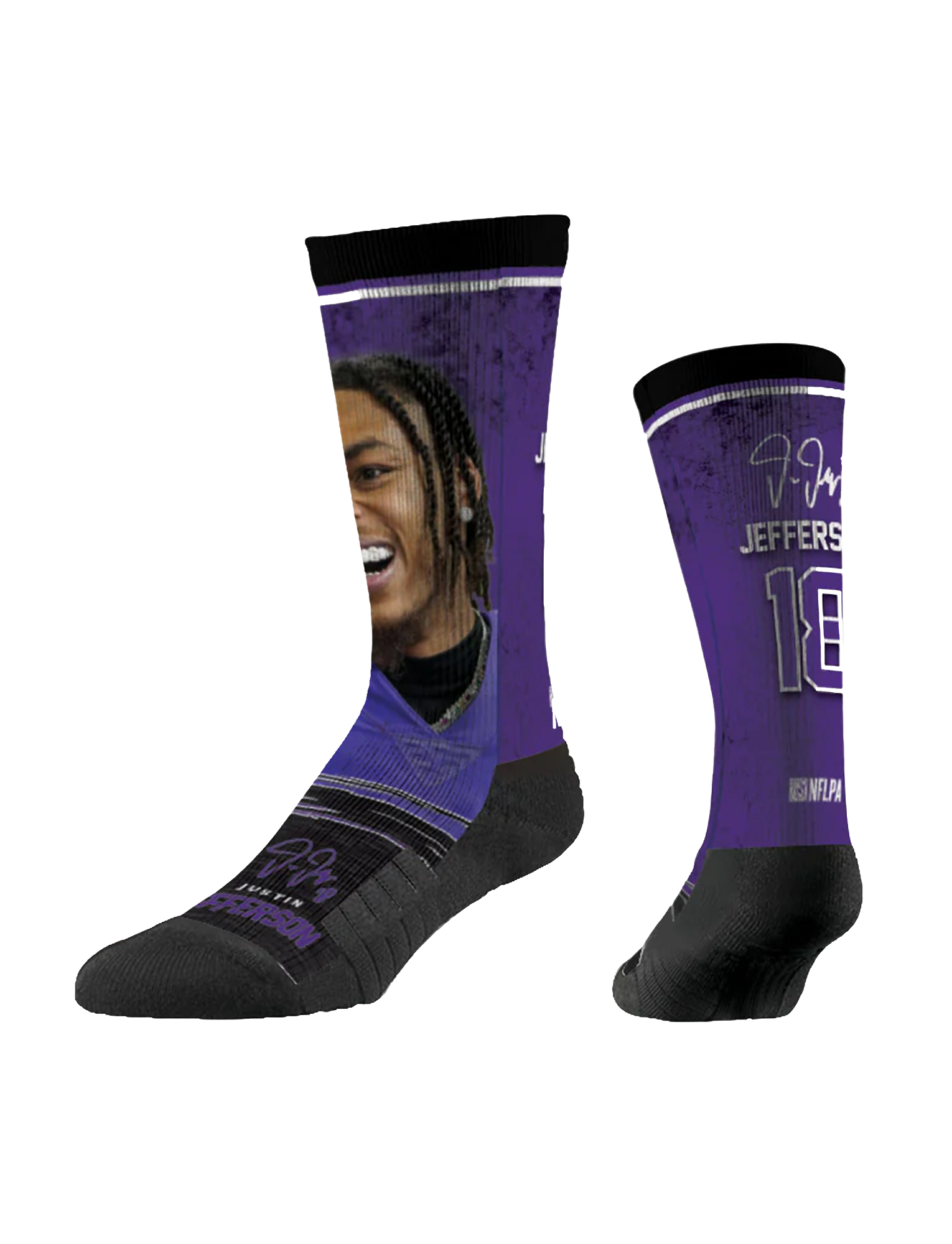 Justin Jefferson Minnesota Vikings Strideline NFL Profile Premium Sub Crew Socks