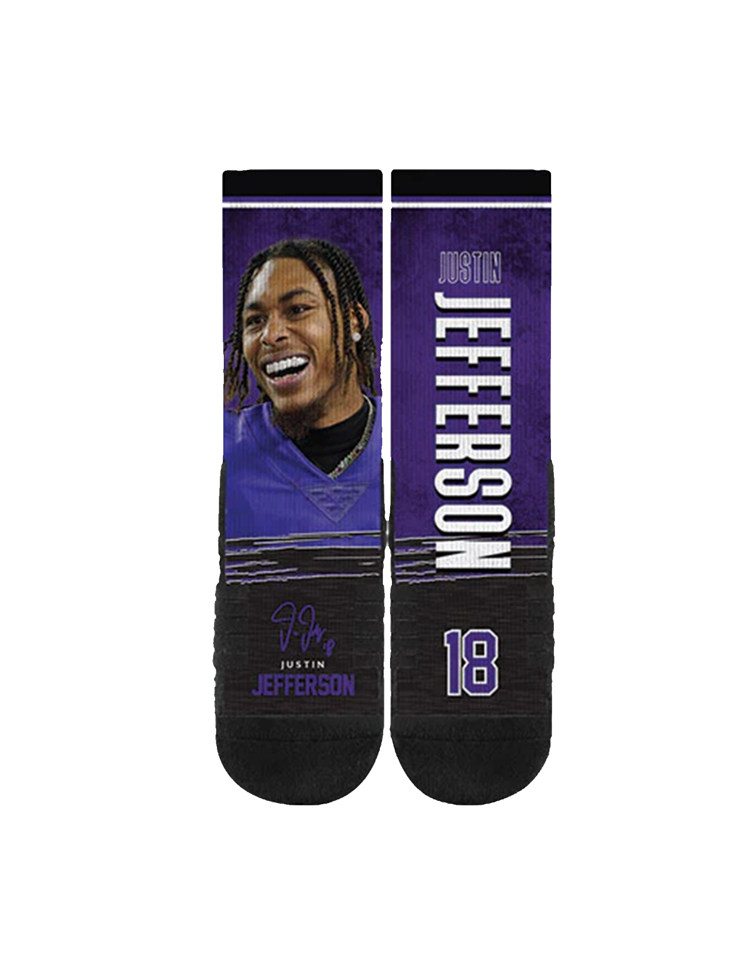 Justin Jefferson Minnesota Vikings Strideline NFL Profile Premium Sub Crew Socks