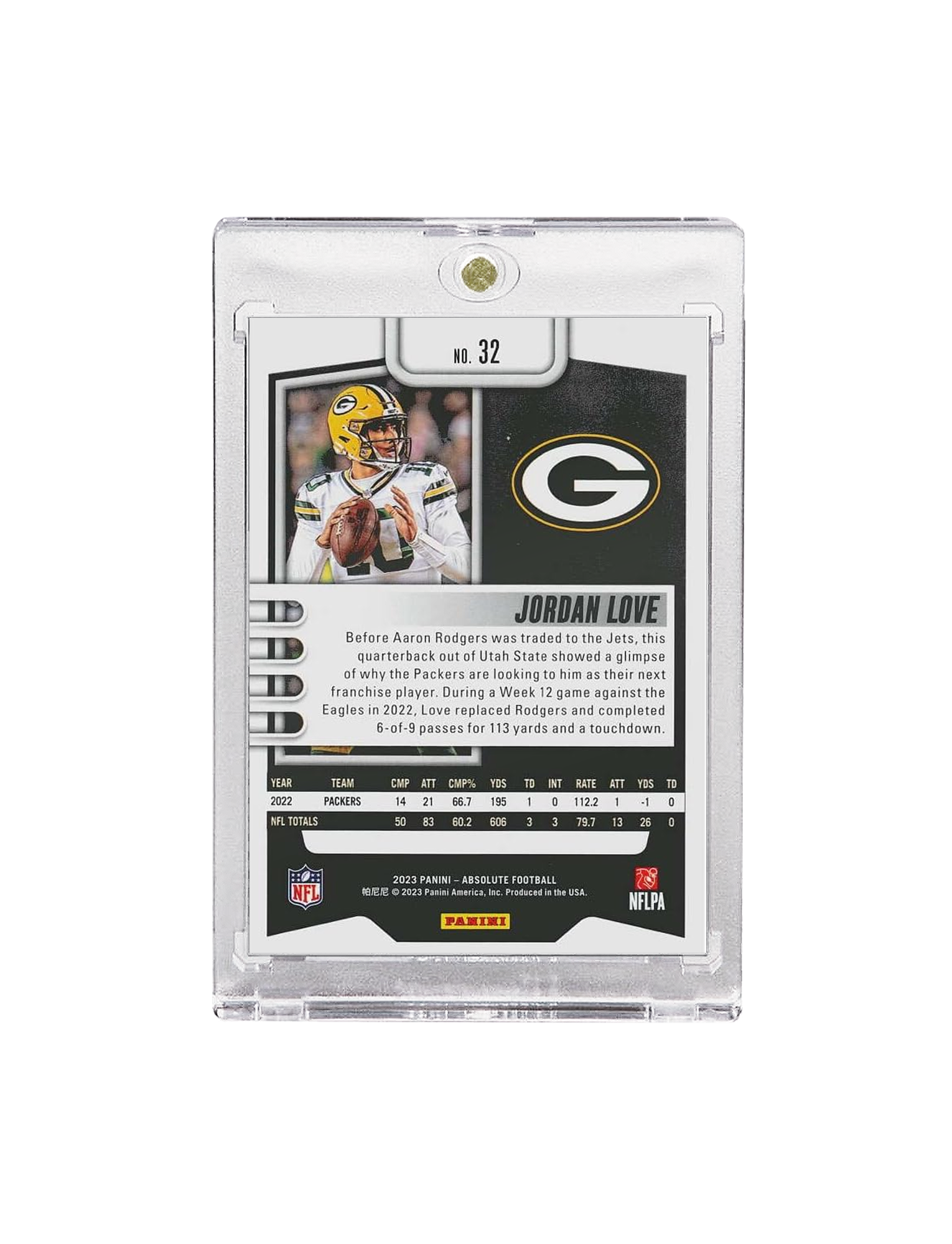 Jordan Love Green Bay Packers Panini NFL 23 Absolute Silver 32 Card