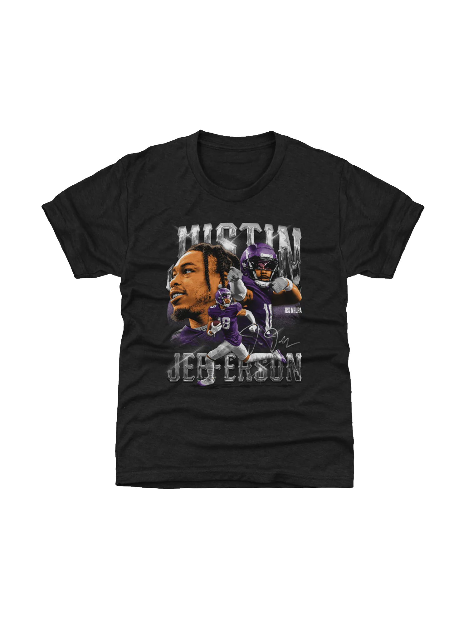 Youths Justin Jefferson Minnesota Vikings 500 Level NFL Homage T-Shirt - Tri Black