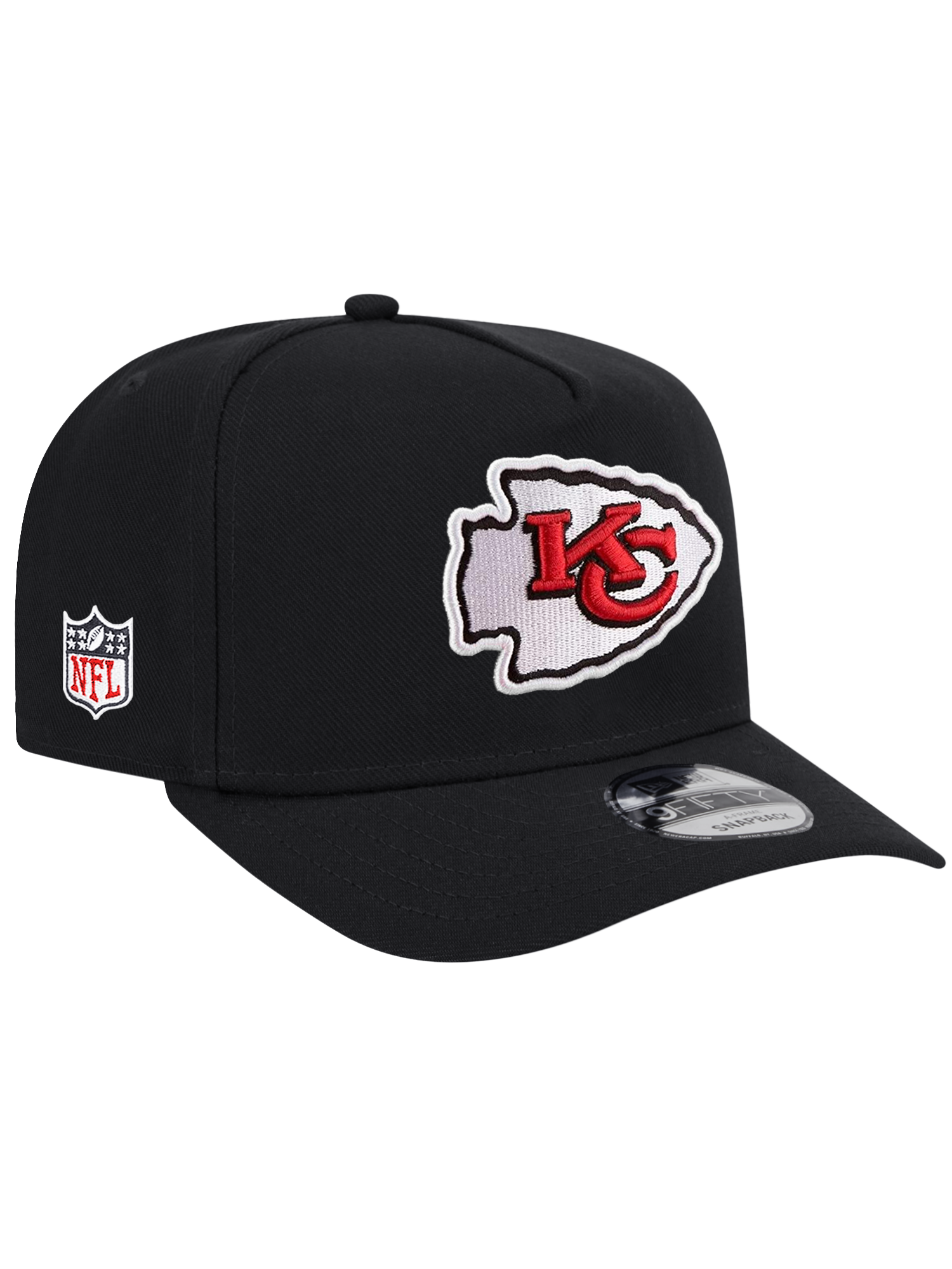 Kansas City Chiefs New Era NFL Team 9FIFTY A-Frame Pre-Curved Snapback Hat - Black