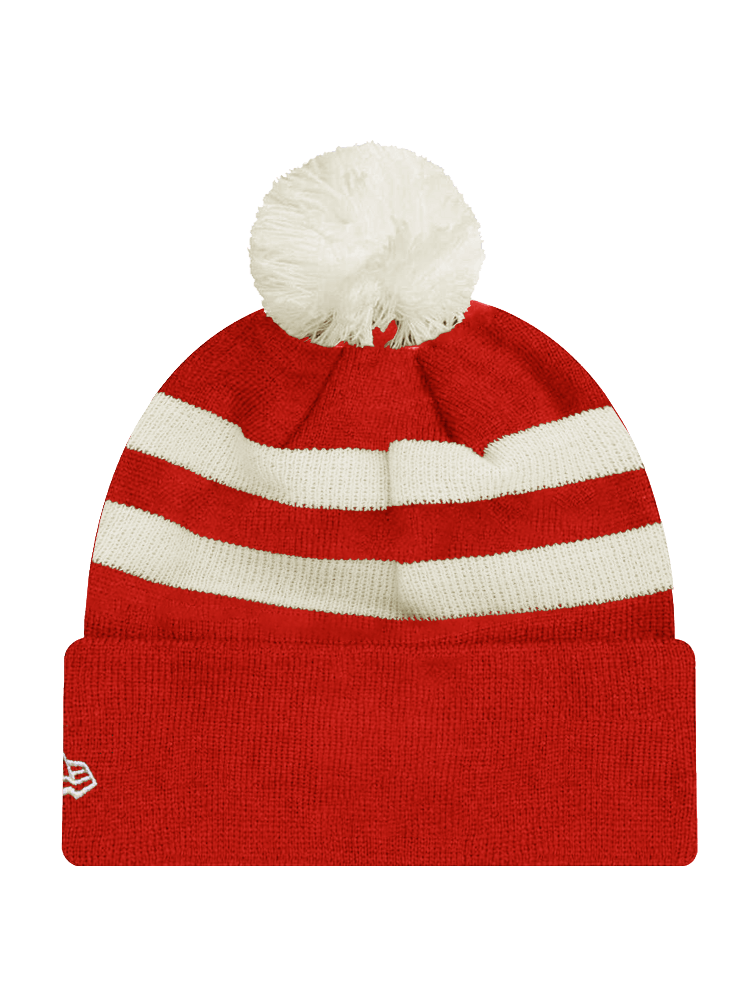 Kansas City Chiefs New Era NFL Ivory Stripe Pom Knit Beanie - Red