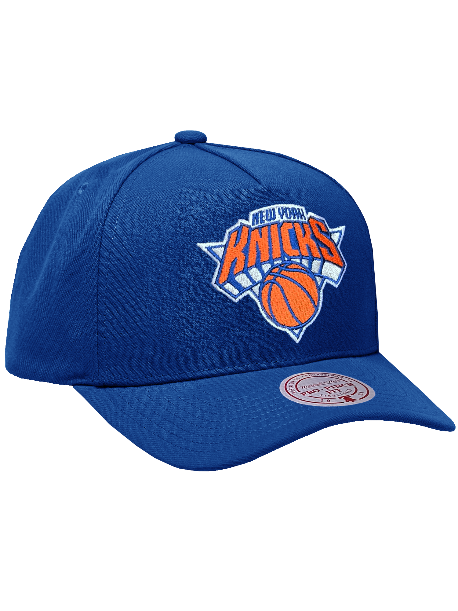 New York Knicks Mitchell & Ness NBA HWC Pro Pinch Snapback Hat - Blue