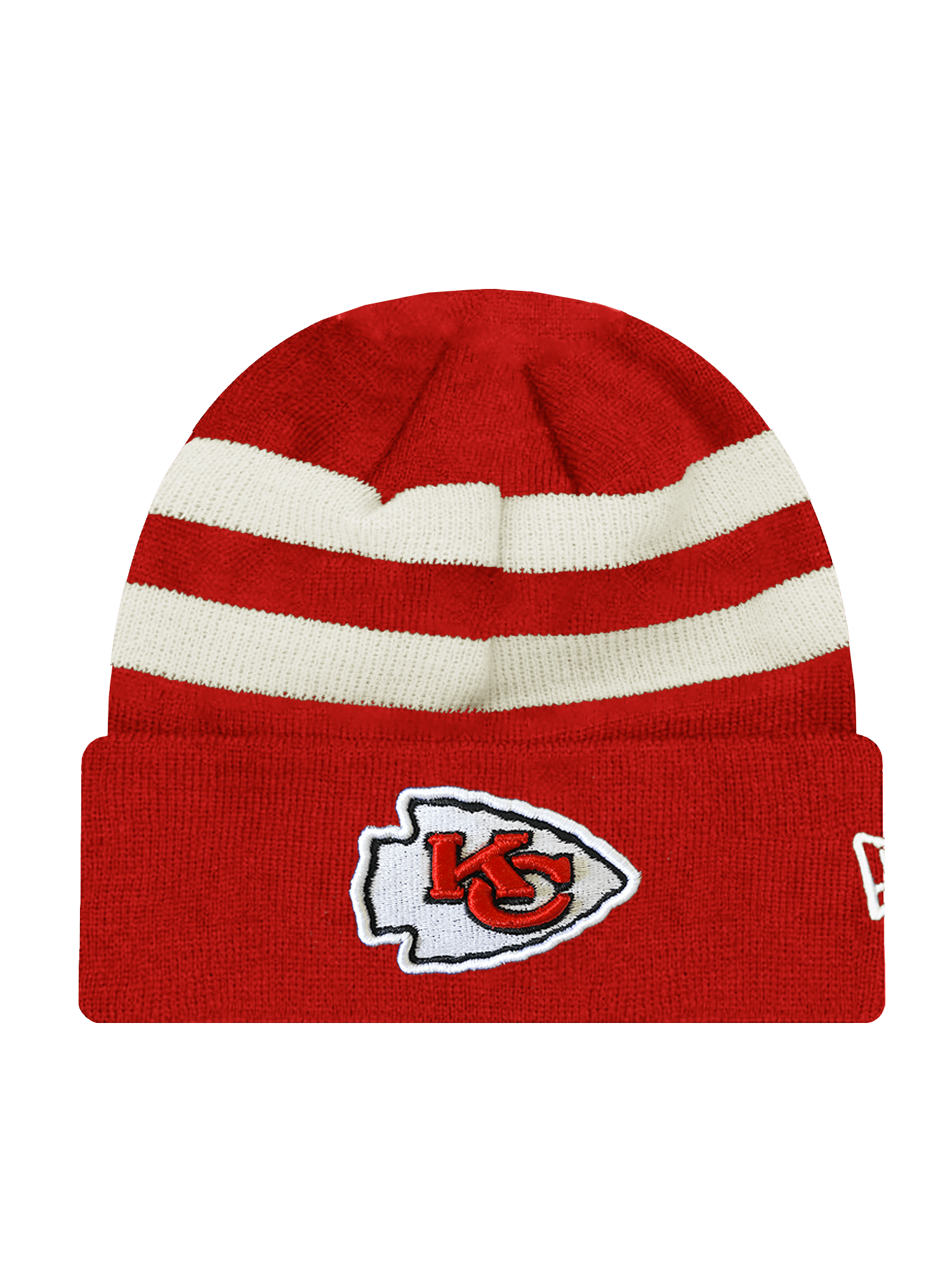 Kansas City Chiefs New Era NFL Ivory Stripe Knit Beanie - Red