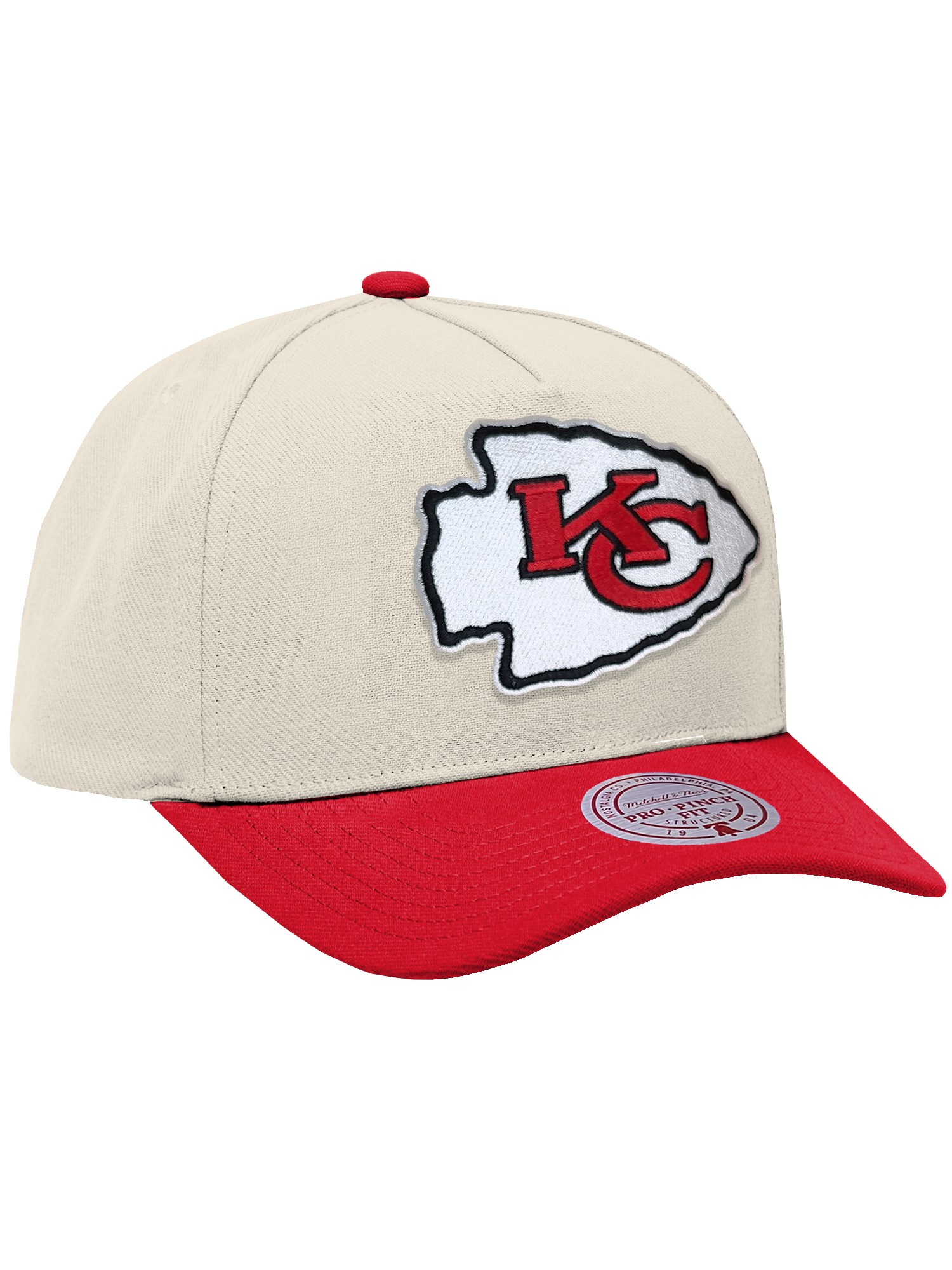 Kansas City Chiefs Mitchell & Ness NFL Team 2T Pro Pinch Snapback Hat - Cream