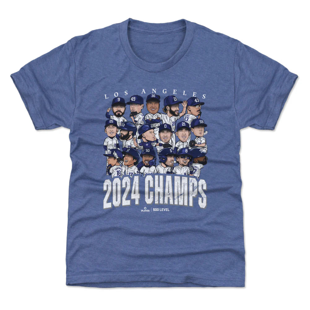 Youths Los Angeles Dodgers 500 Level MLB Champs Group T-Shirt - Tri Blue