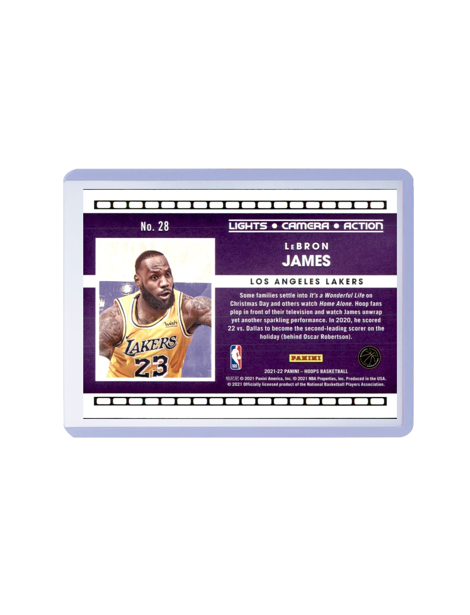 LeBron James Los Angeles Lakers Panini NBA Hoops Lights Camera Action Card