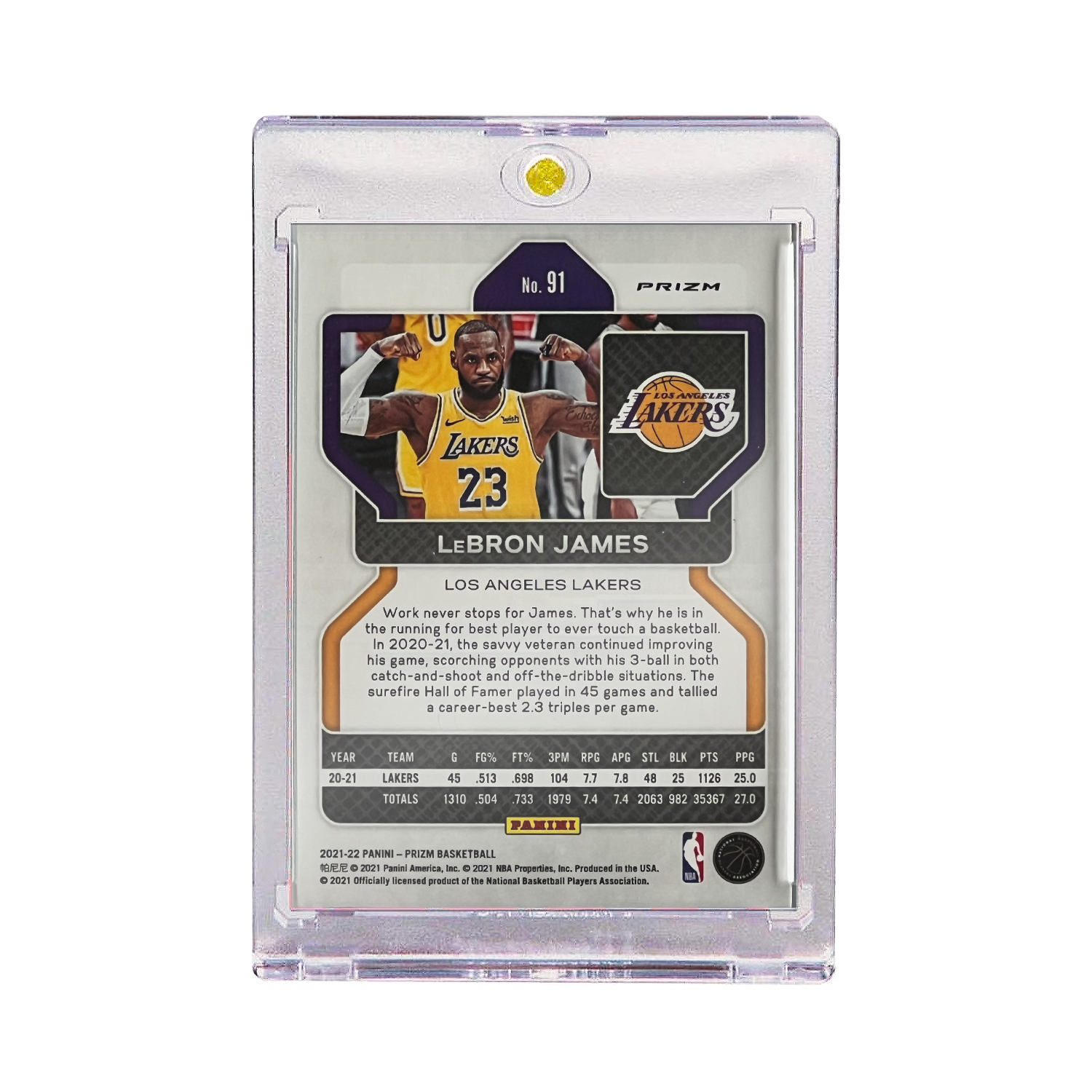 LeBron James Los Angeles Lakers Panini NBA Prizm 21-22 Silver Card