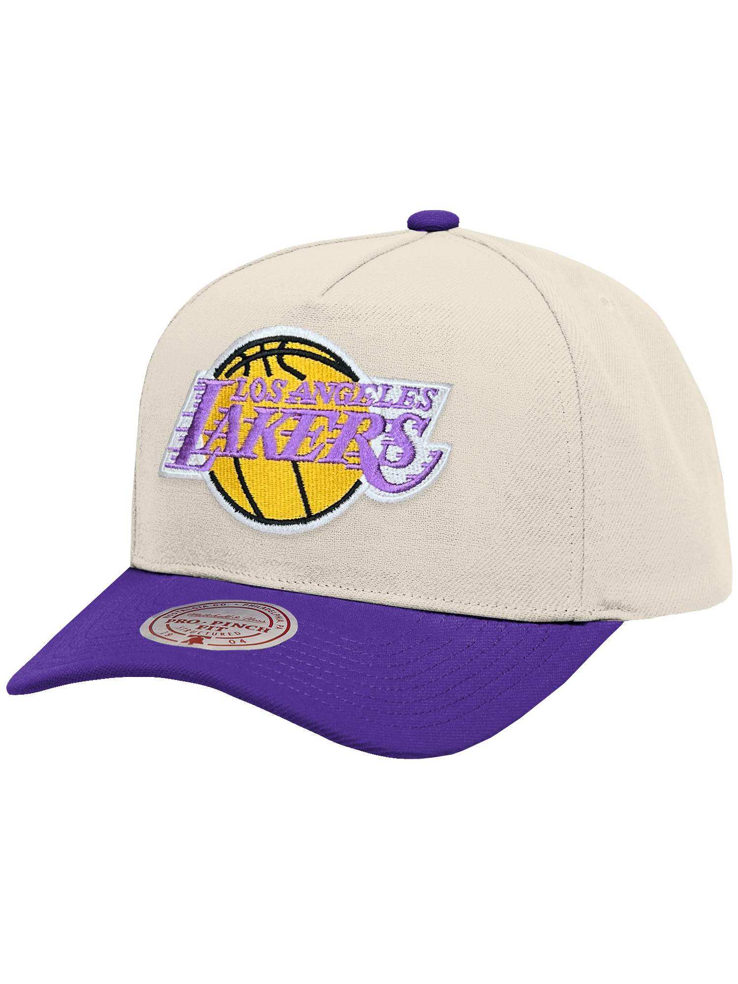 Los Angeles Lakers Mitchell & Ness NBA HWC 2T Pro Pinch Snapback Hat - Cream