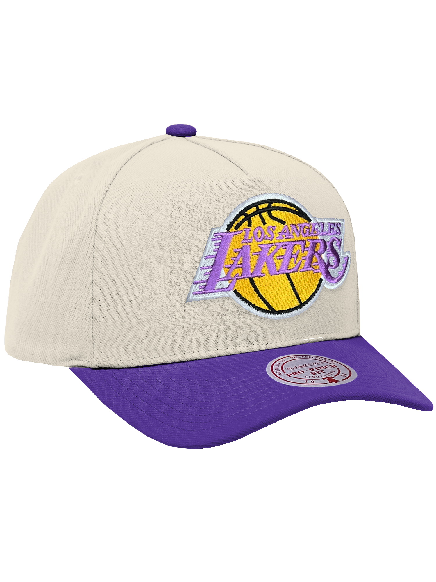 Los Angeles Lakers Mitchell & Ness NBA HWC 2T Pro Pinch Snapback Hat - Cream