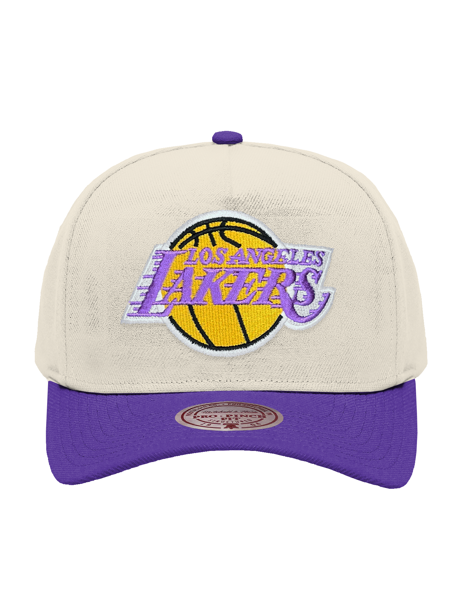 Los Angeles Lakers Mitchell & Ness NBA HWC 2T Pro Pinch Snapback Hat - Cream