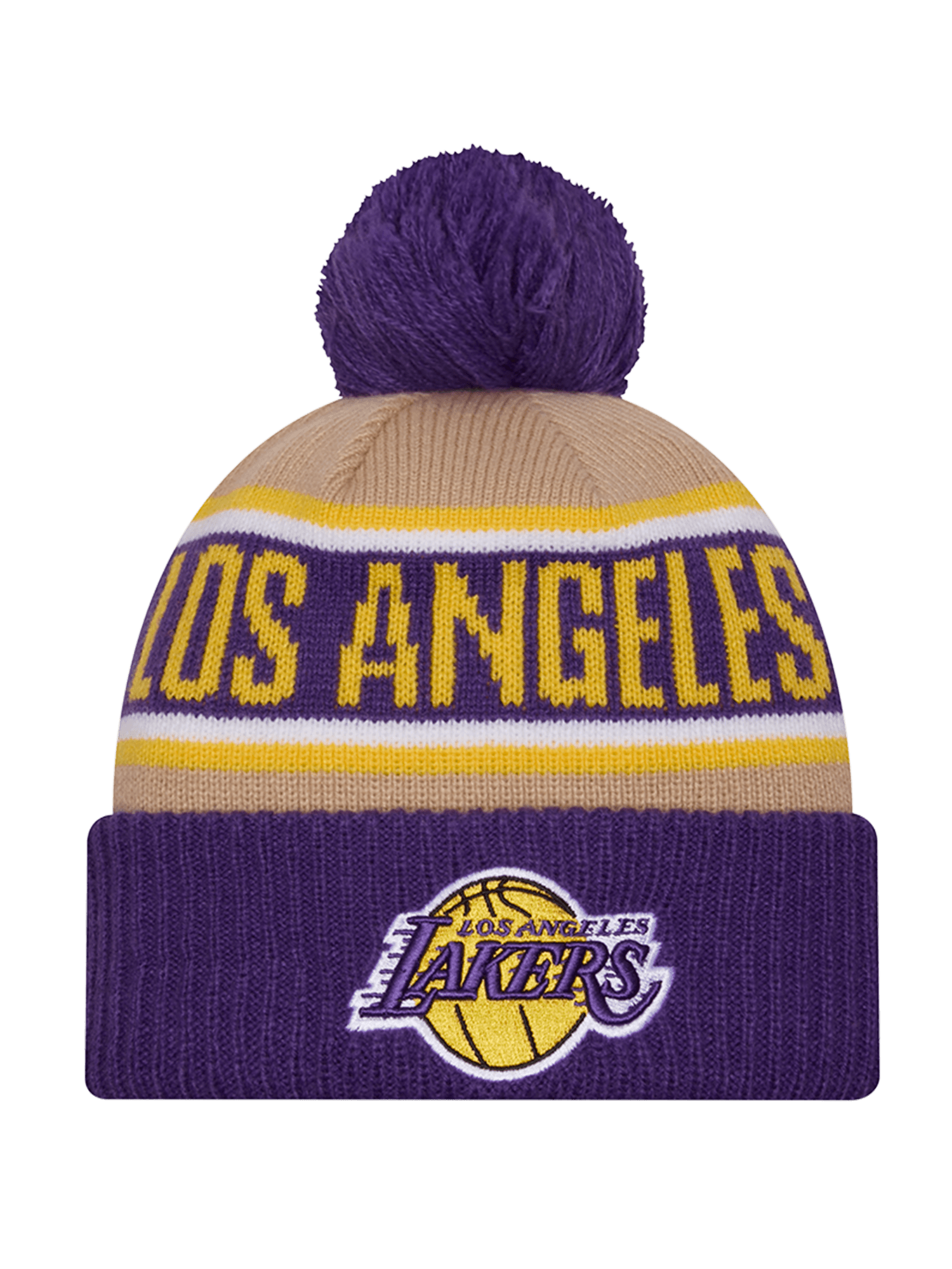 Los Angeles Lakers New Era NBA 24 Draft Knit Beanie - Tan